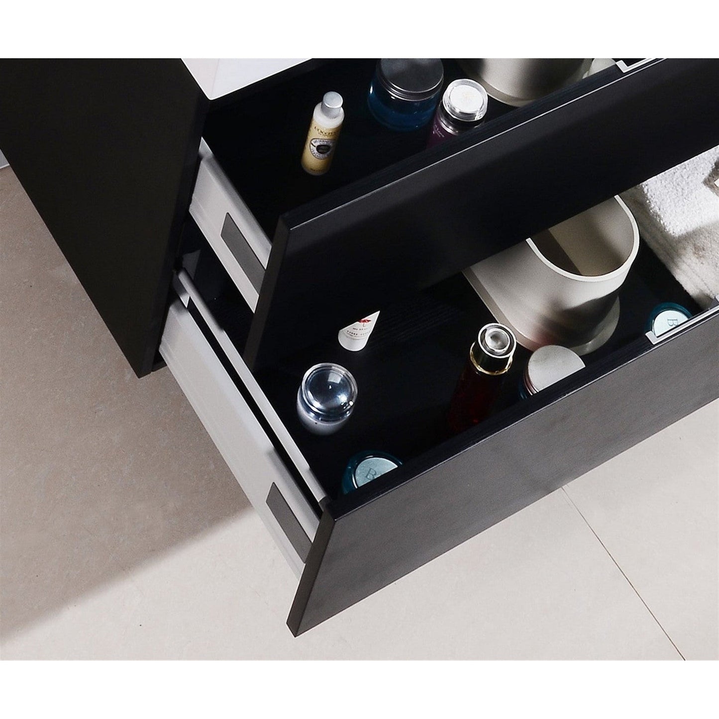 KubeBath Bliss 80" Black Wall-Mounted Modern Bathroom Vanity With Double Integrated Acrylic Sink With Overflow