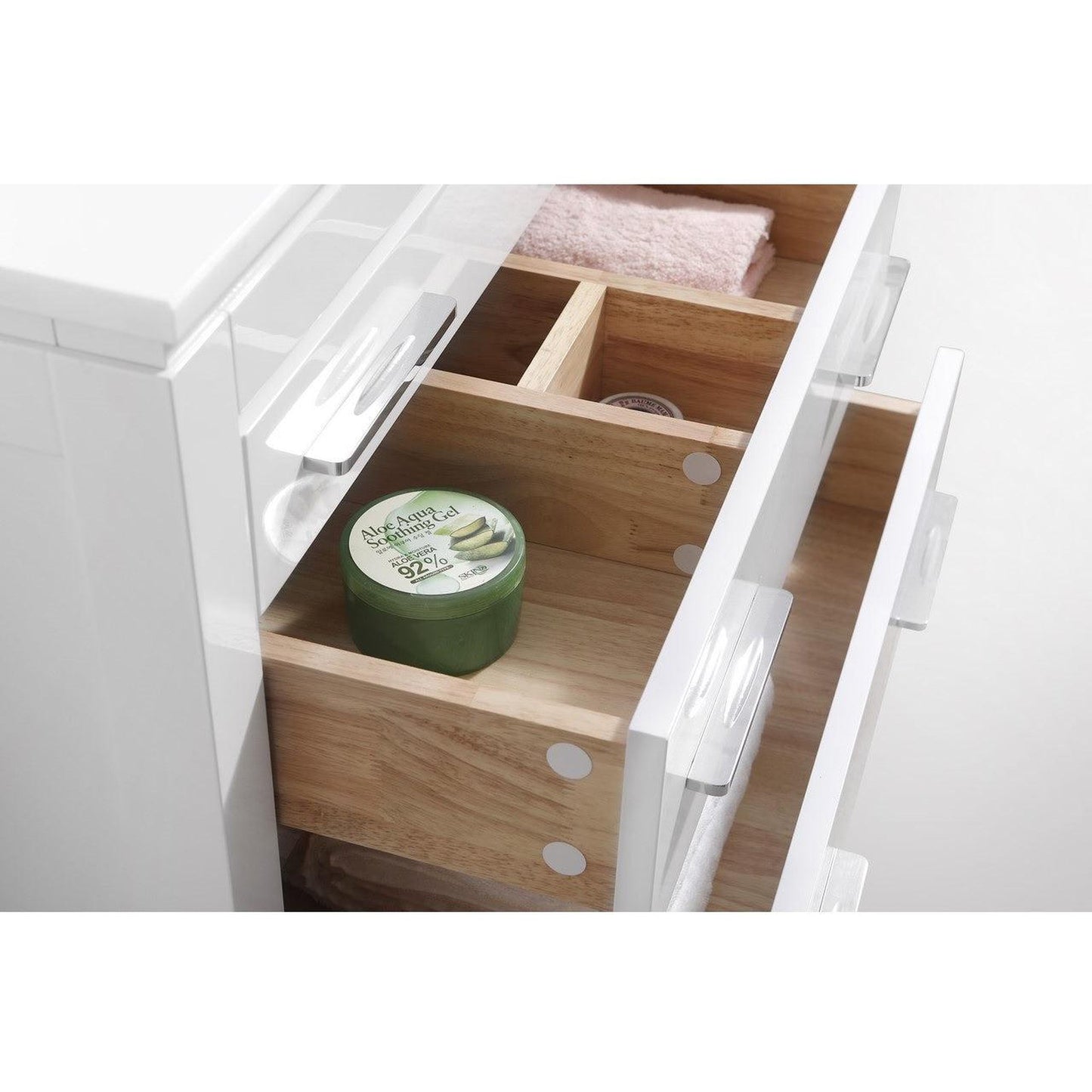 Kubebath Eiffel 24" High Gloss White Freestanding Modern Bathroom Vanity With Quartz Vanity Top & Ceramic Undermount Sink