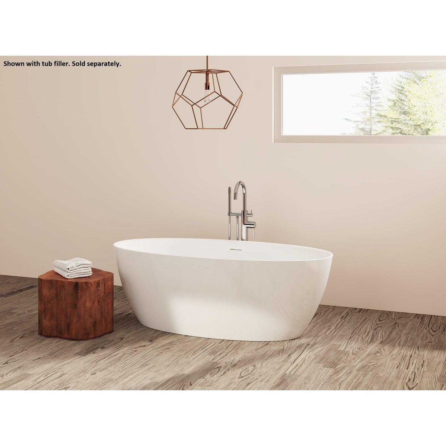 LaToscana Akoya Biella 67" White Gloss Freestanding Acrylic Soaking Bathtub