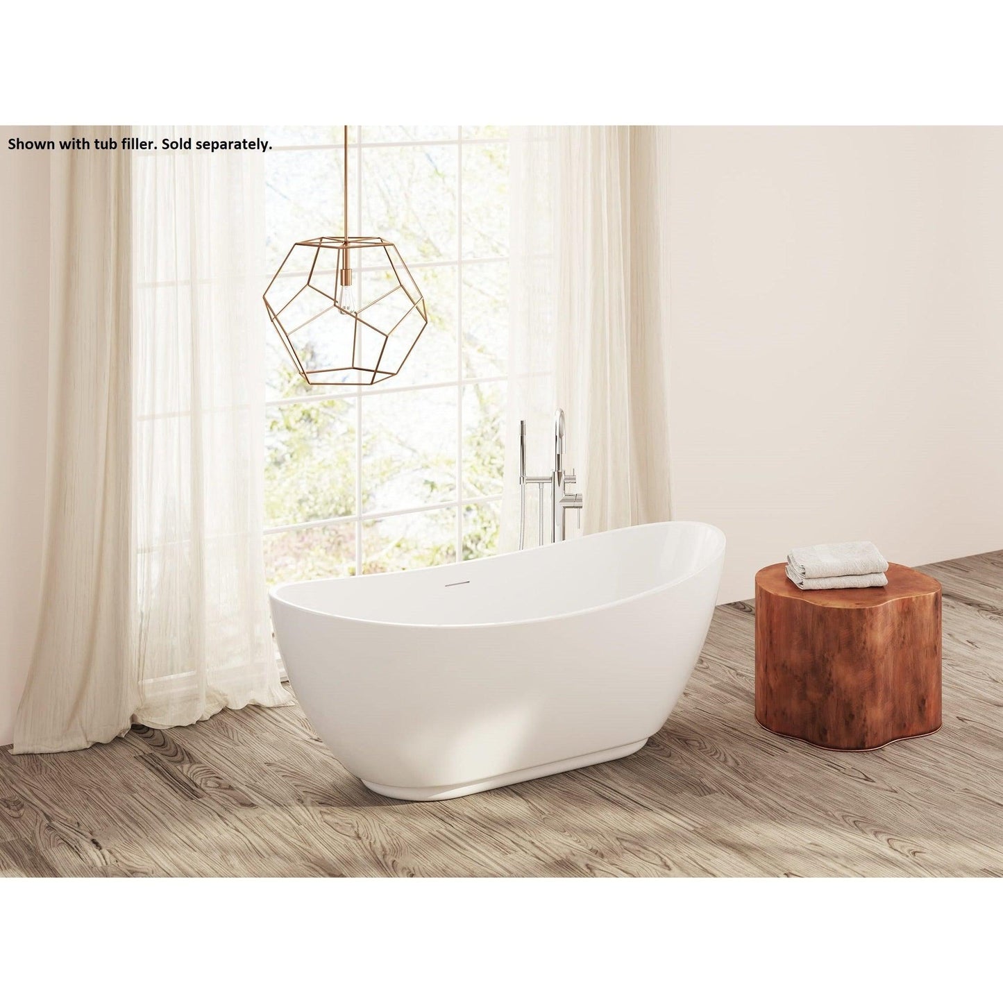 LaToscana Akoya Roma 67" White Gloss Freestanding Acrylic Soaking Bathtub