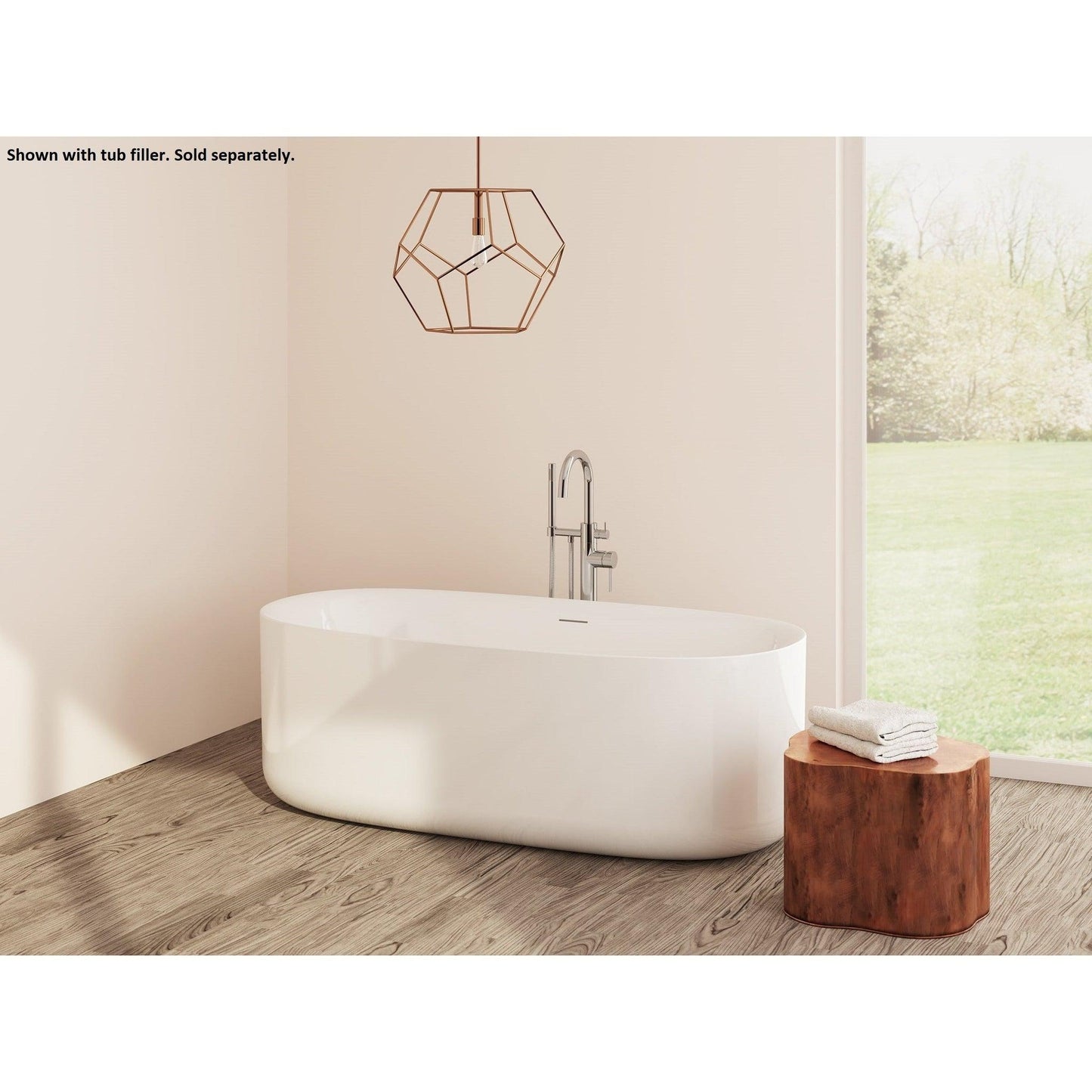 LaToscana Akoya Spessa 59" White Gloss Freestanding Acrylic Soaking Bathtub