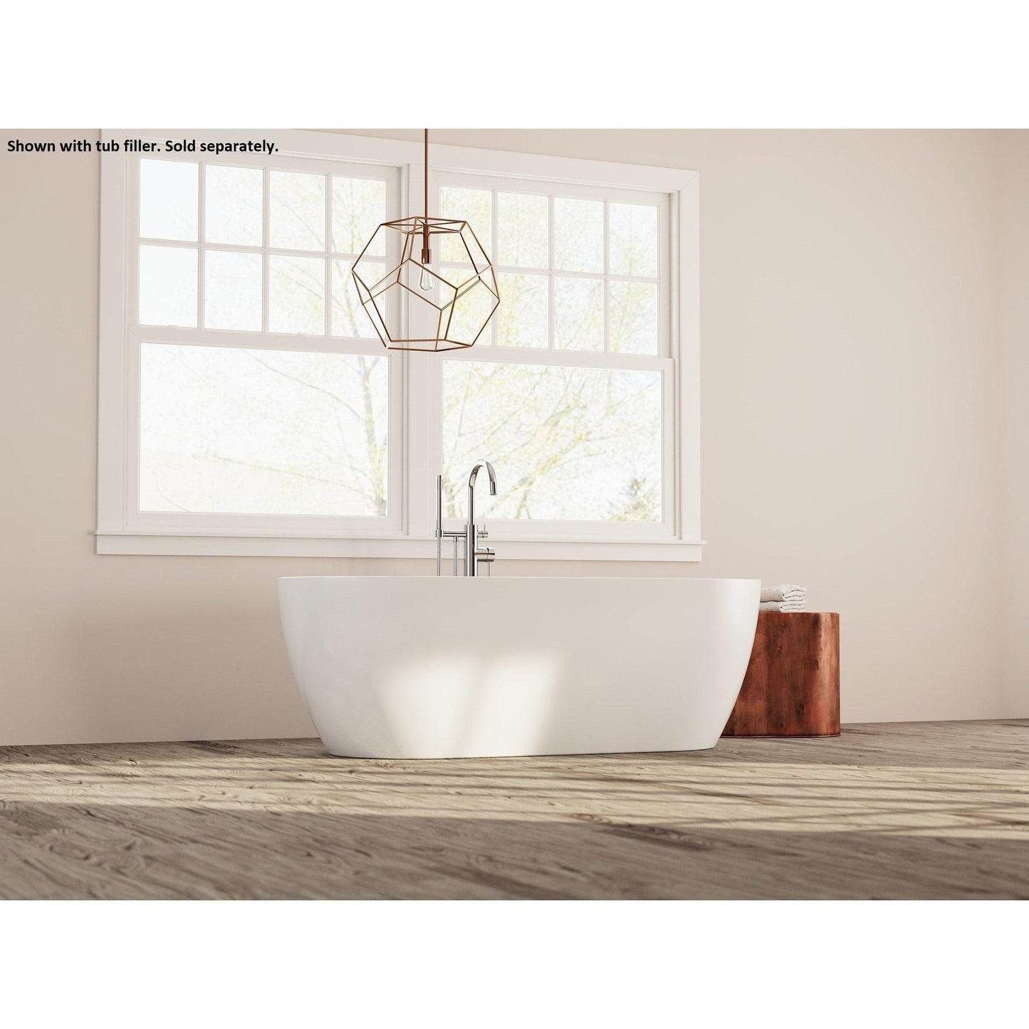 LaToscana Akoya Venezia 67" White Gloss Freestanding Acrylic Soaking Bathtub