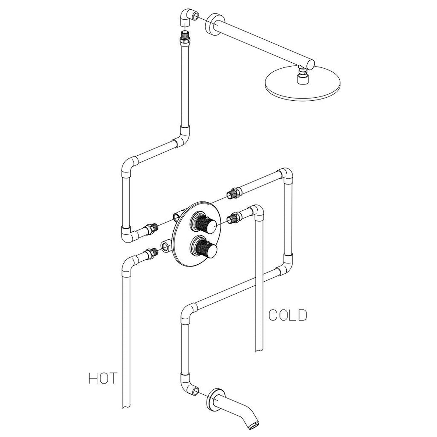 LaToscana Alessandra Brushed Nickel Thermostatic Tub & Shower Kit