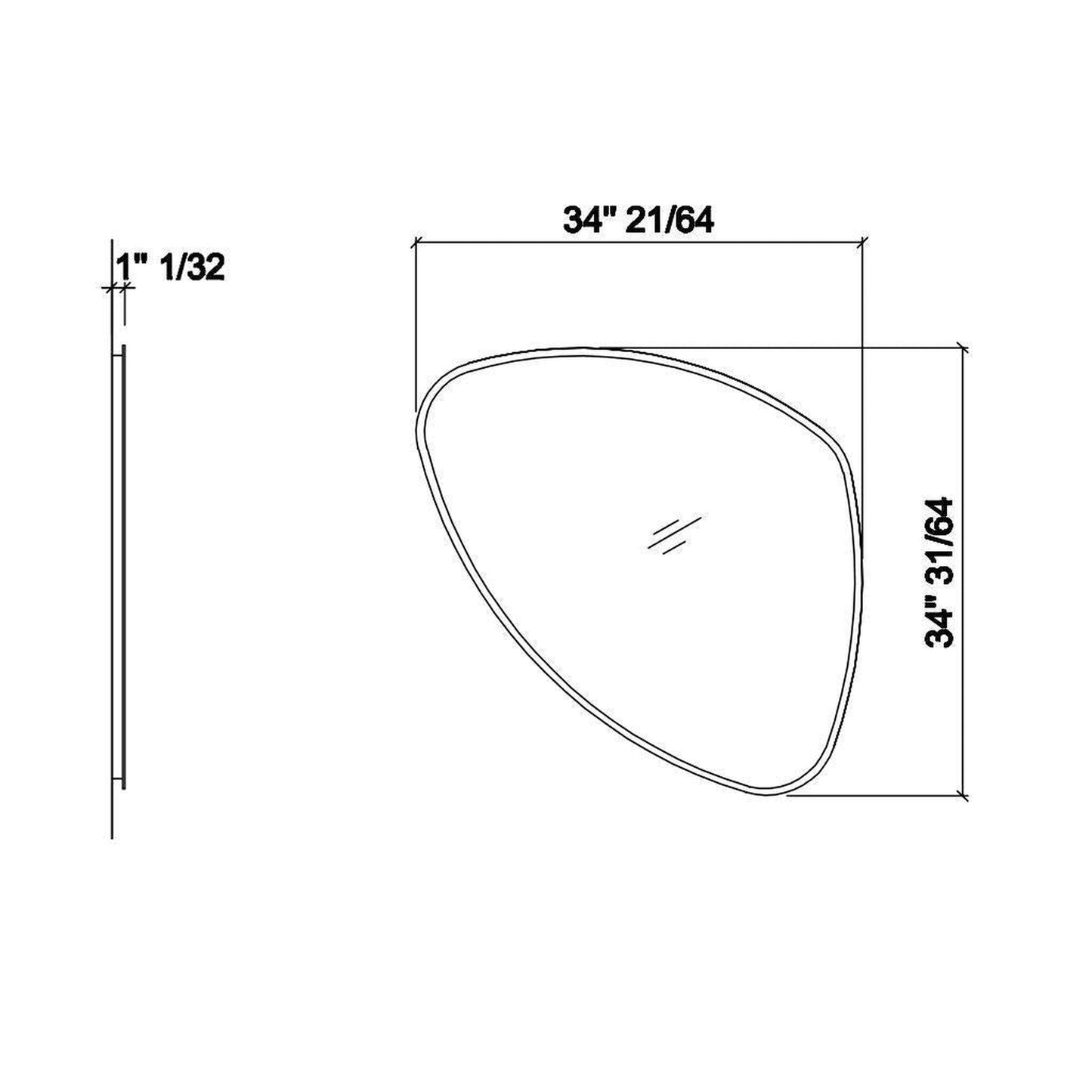 LaToscana Edmo 34" x 34" Modern Right Triangular Frameless Wall Mirror With LED