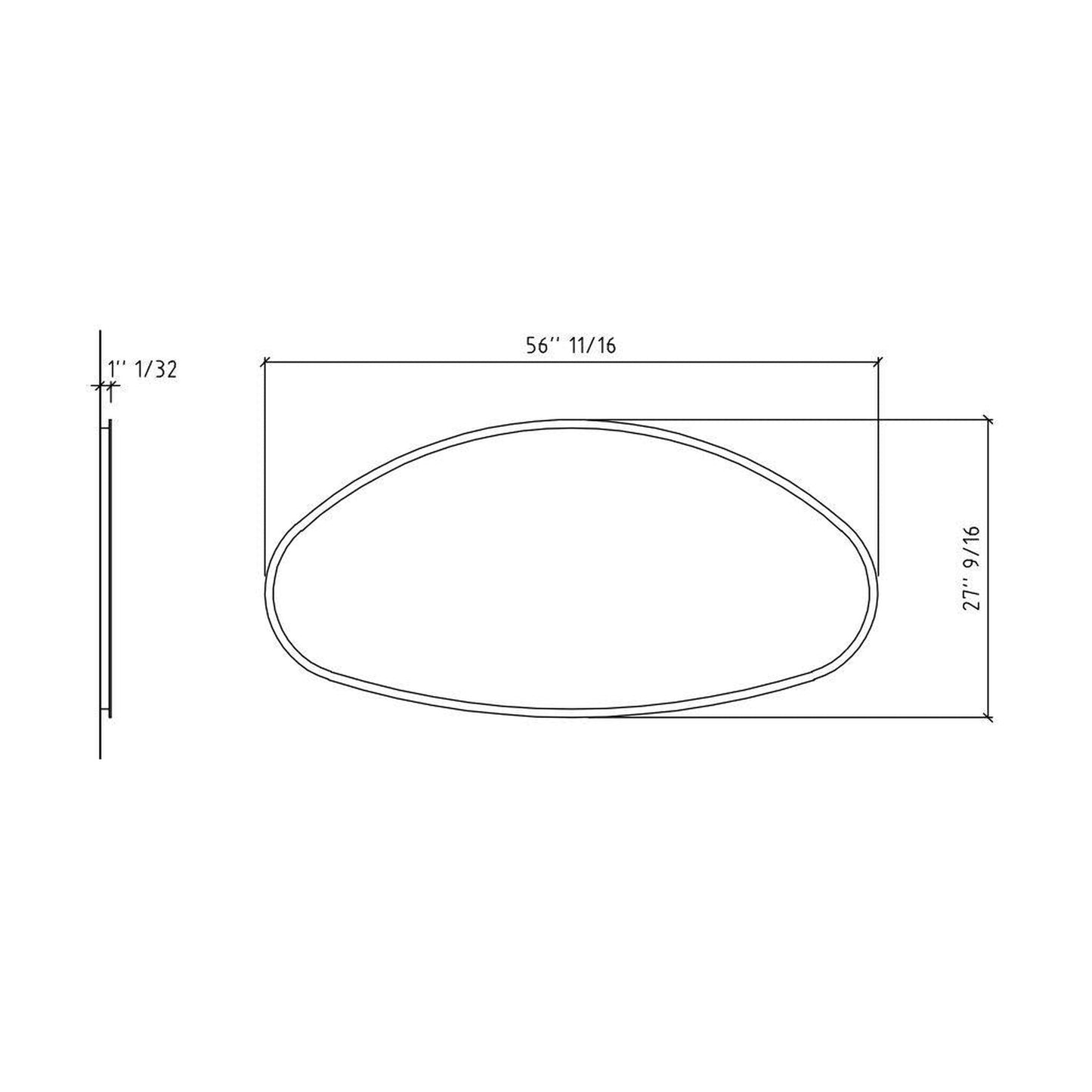 LaToscana Edmo 57" x 27.5" Modern Oval Frameless Wall Mirror With LED