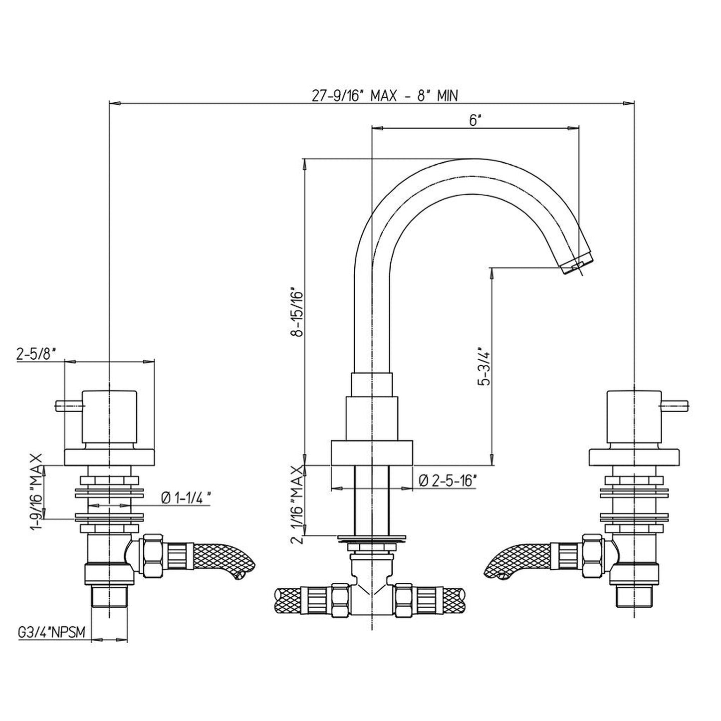 LaToscana Elba Chrome Roman Tub Faucet With Lever Handles