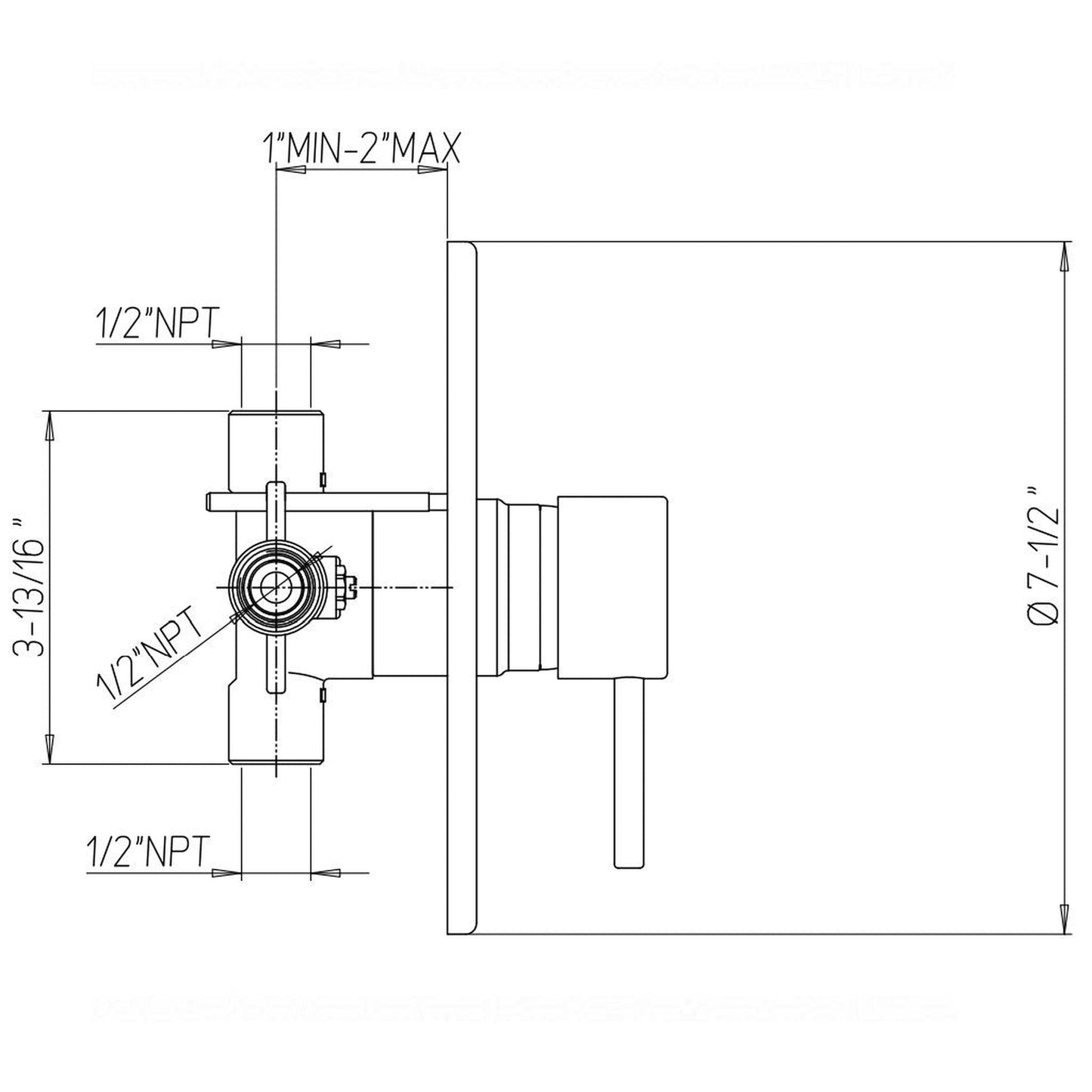 LaToscana Elba Matt Black Pressure Balance Shower Set Trim
