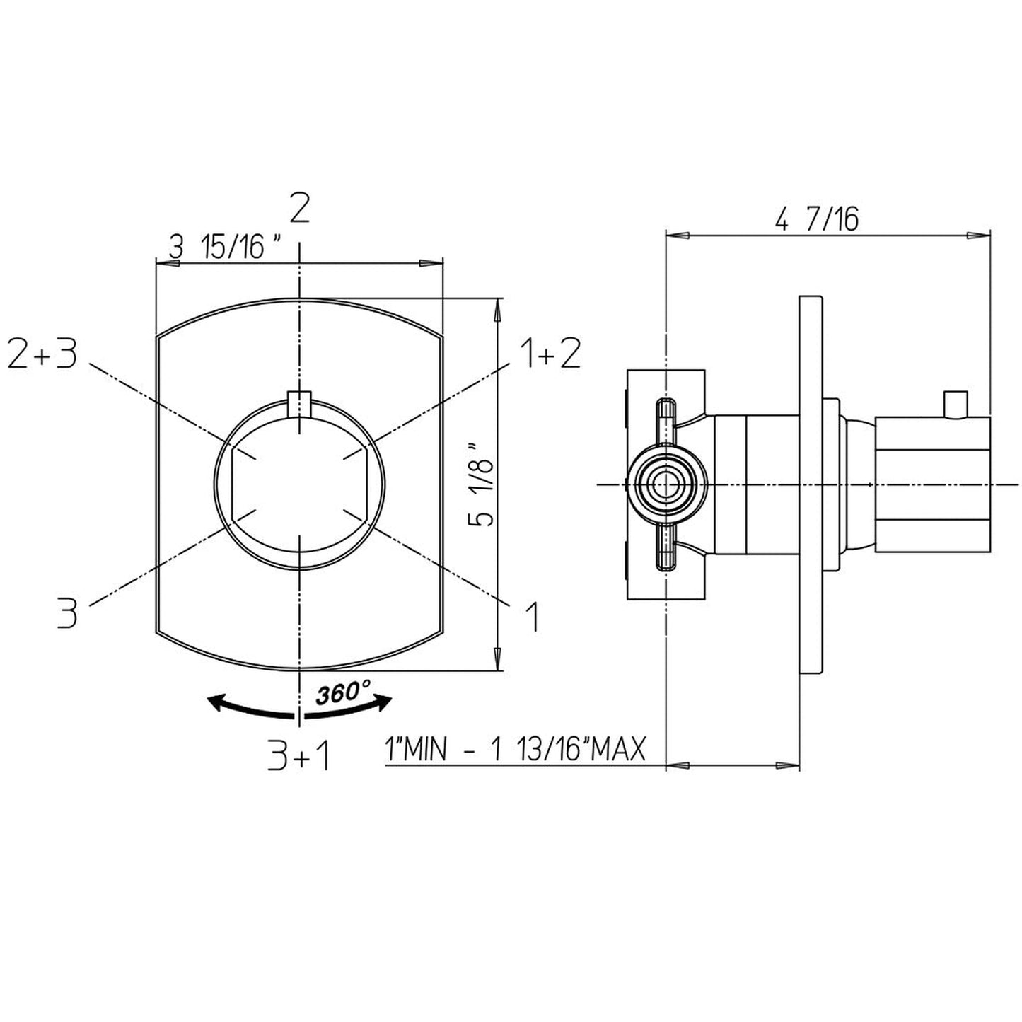 LaToscana Novello Chrome 3-Way Diverter Trim