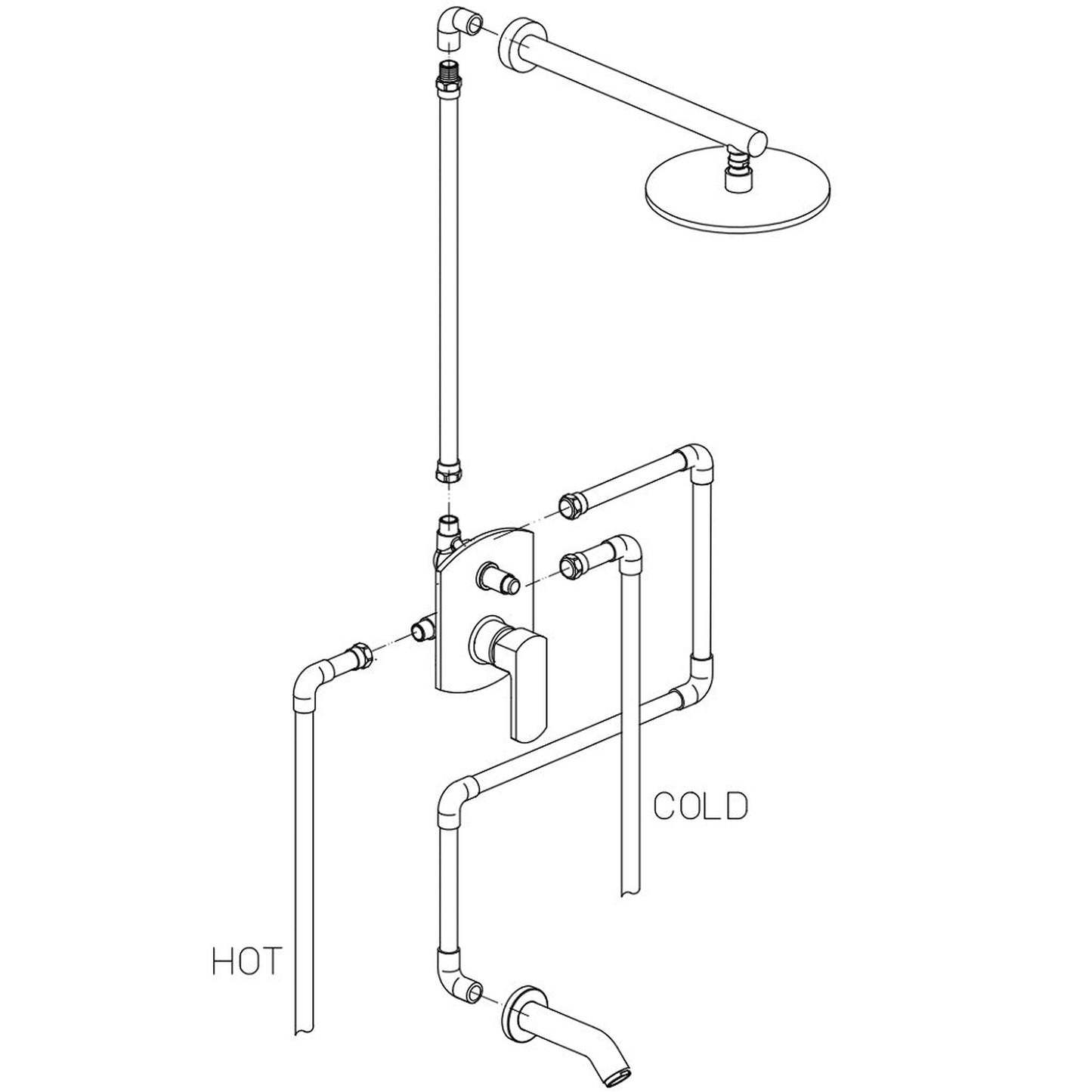 LaToscana Novello Chrome Pressure Balance Tub & Shower Kit