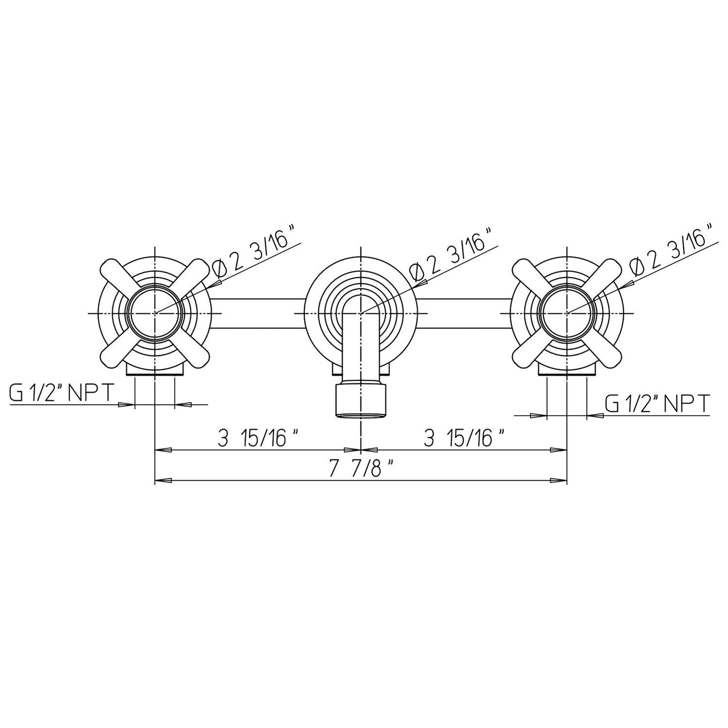 LaToscana Ornellaia Brushed Nickel Wall-Mounted Lavatory Faucet With Cross Handles