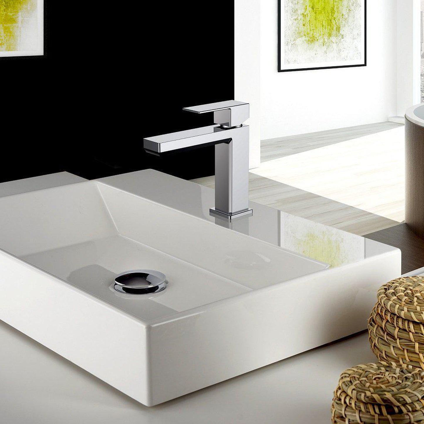 LaToscana Quadro Brushed Nickel Single Lever Handle Lavatory Faucet