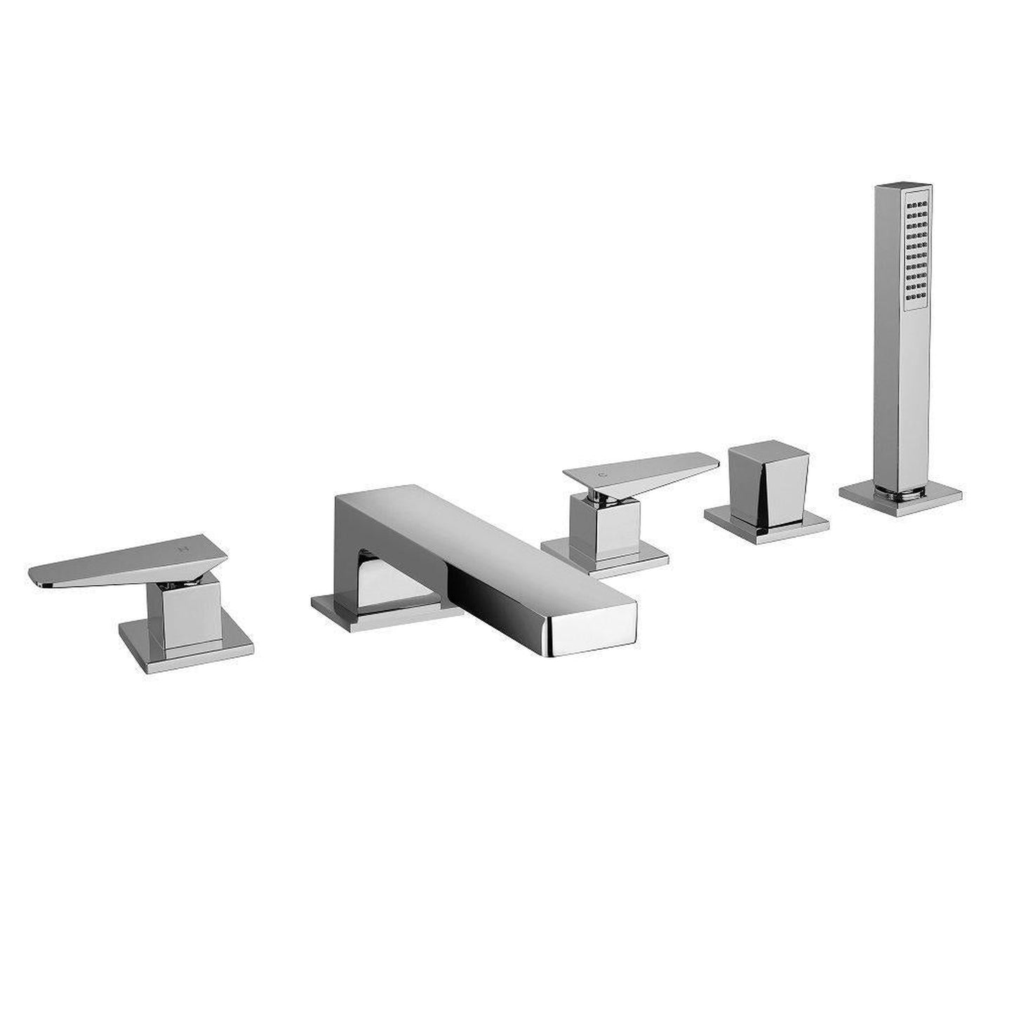 LaToscana Quadro Chrome Roman Tub With Lever Handles, Diverter & Handheld Shower