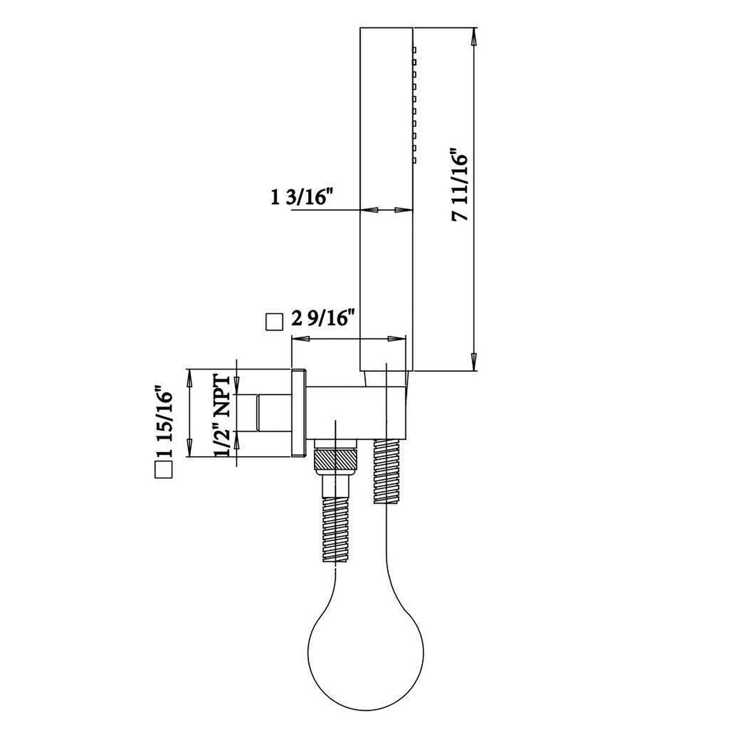 LaToscana Quadro Matt Black Wall-Mounted Brass Hand Shower Kit