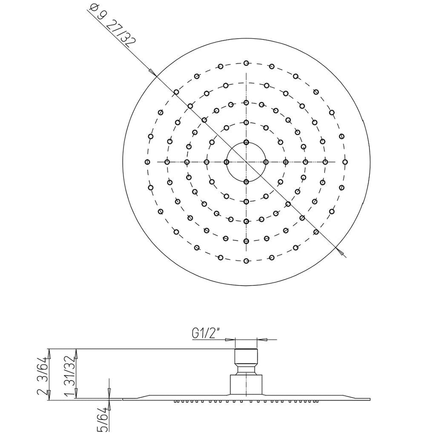 LaToscana Shower Line 10" Round Brushed Nickel Extra Slim Shower Head
