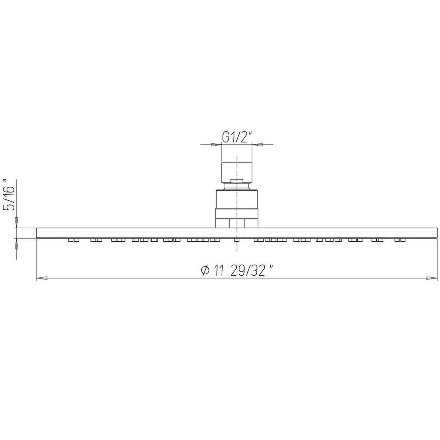 LaToscana Shower Line 12" Round Chrome Brass Shower Head