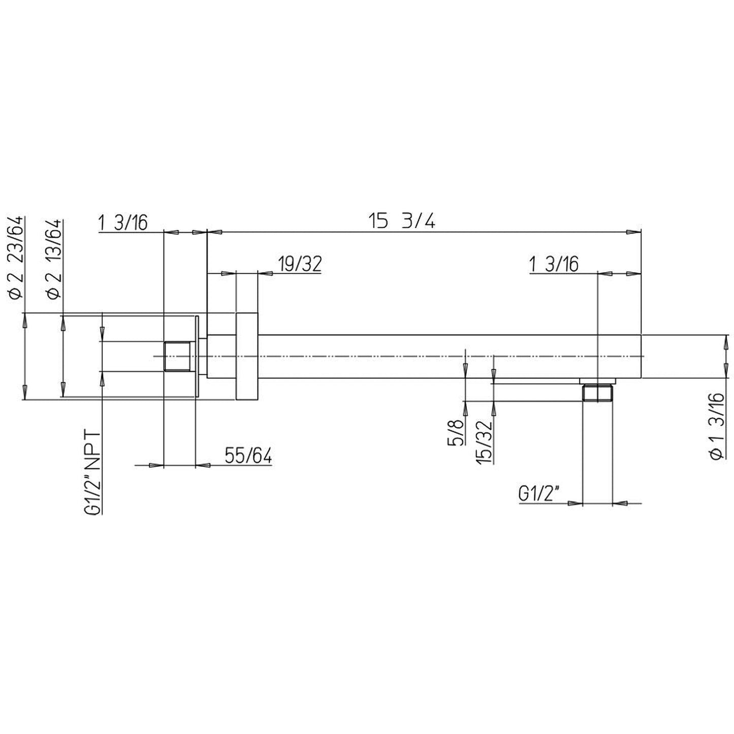 LaToscana Shower Line 16" Round Matt Black Wall-Mounted Shower Arm