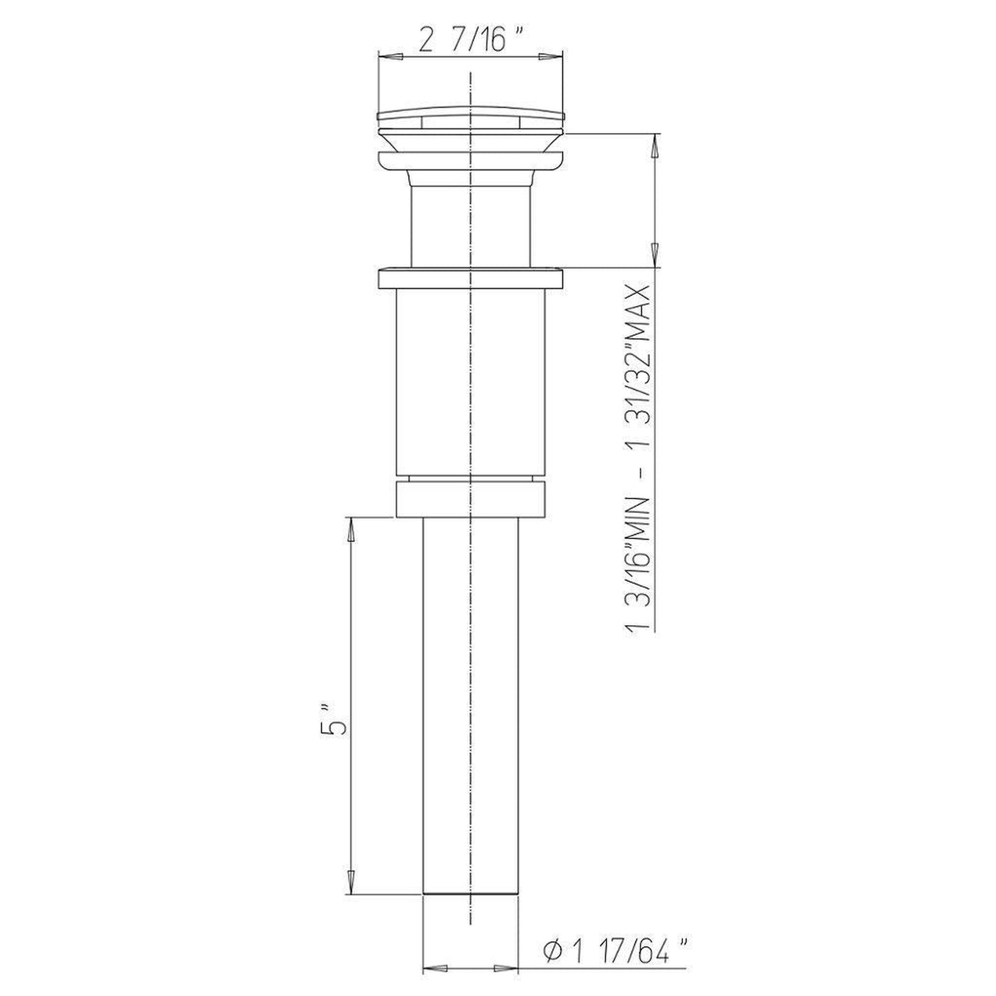 LaToscana Shower Line Brushed Nickel Push-Down Pop-Up Drain With Square Top