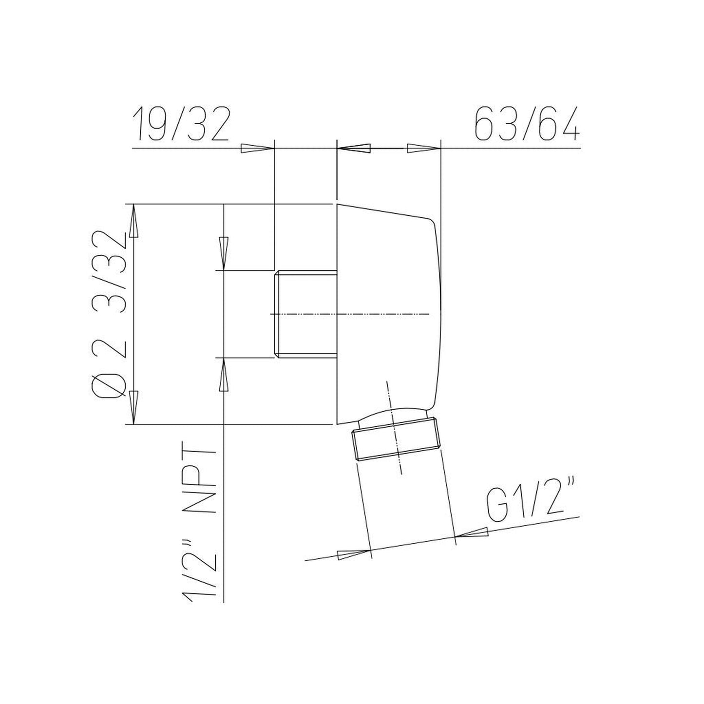 LaToscana Shower Line Brushed Nickel Round Brass Drop Elbow