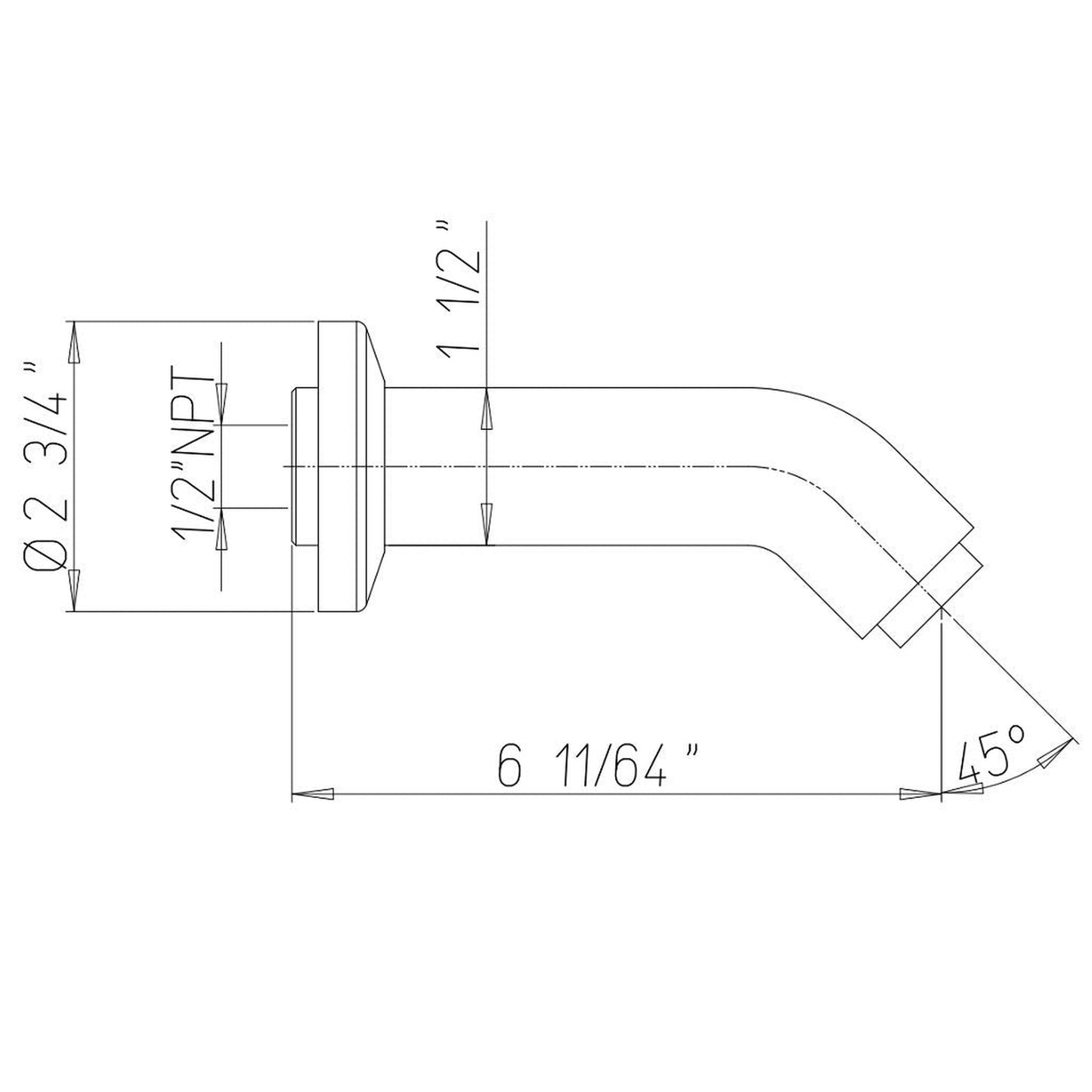 LaToscana Shower Line Brushed Nickel Round Wall-Mounted Brass Tub Spout