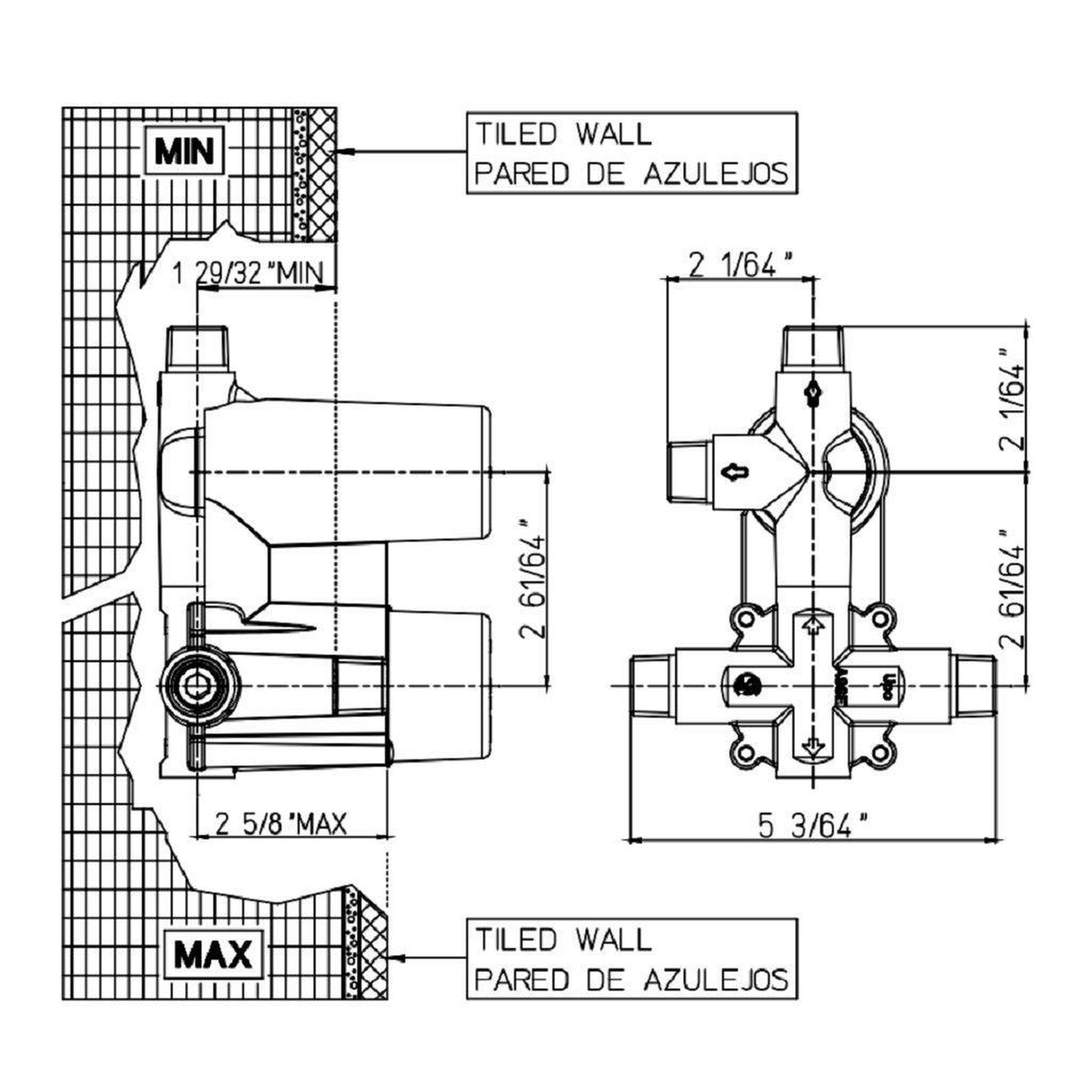 LaToscana Valve For All 788 Pressure Balance Tub & Shower Sets
