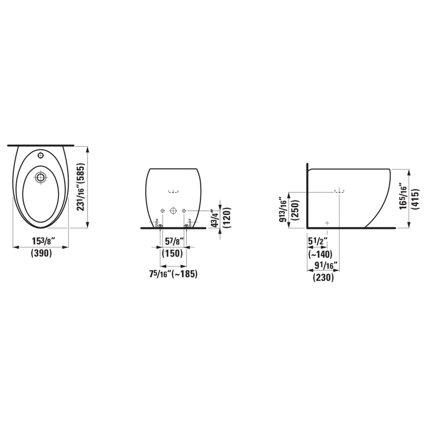 Laufen IlBagnoAlessi 15" x 23" Single-Hole White Floor-Mounted Bidet