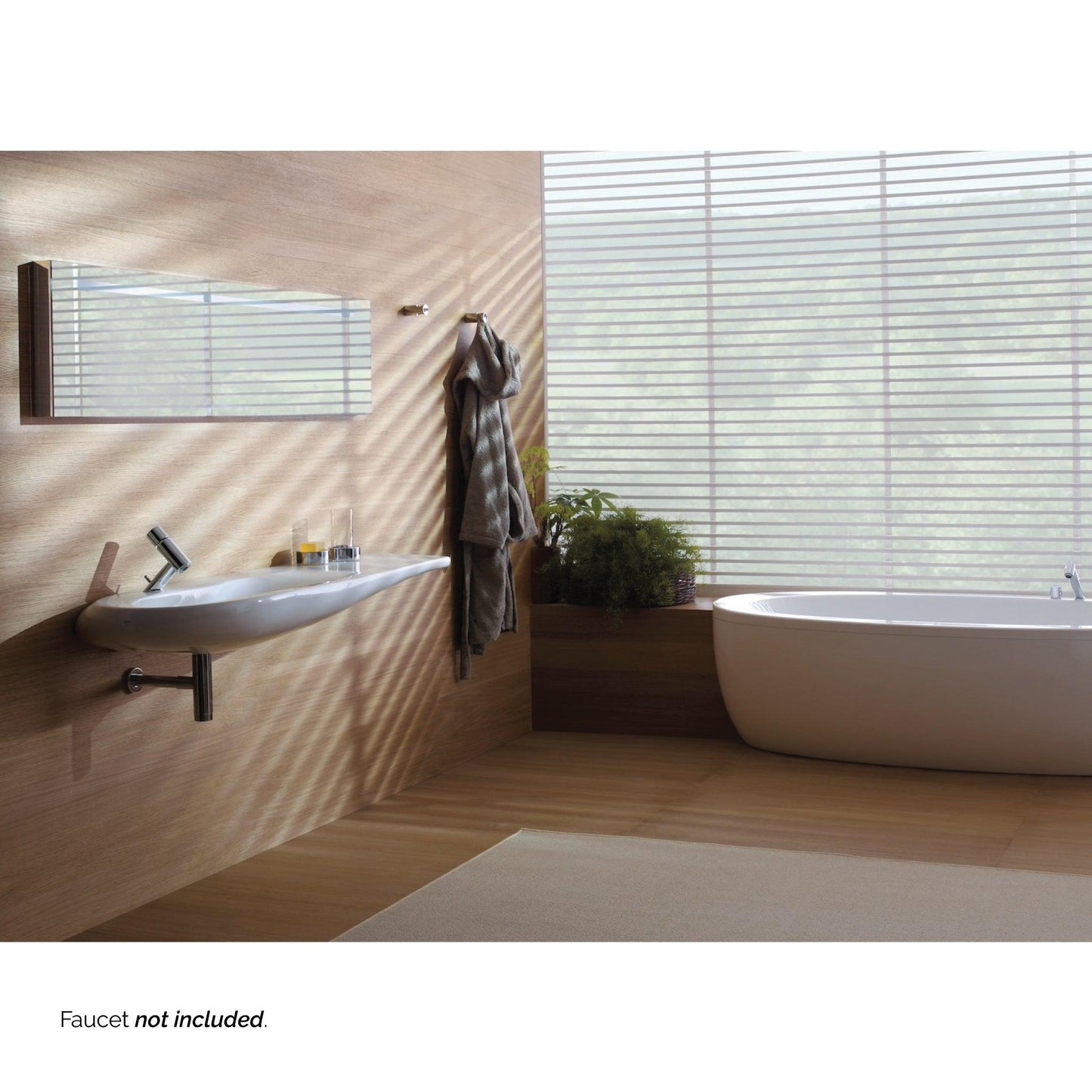 Laufen IlBagnoAlessi 47" x 20" White Wall-Mounted Shelf- Right Bathroom Sink With Faucet Hole