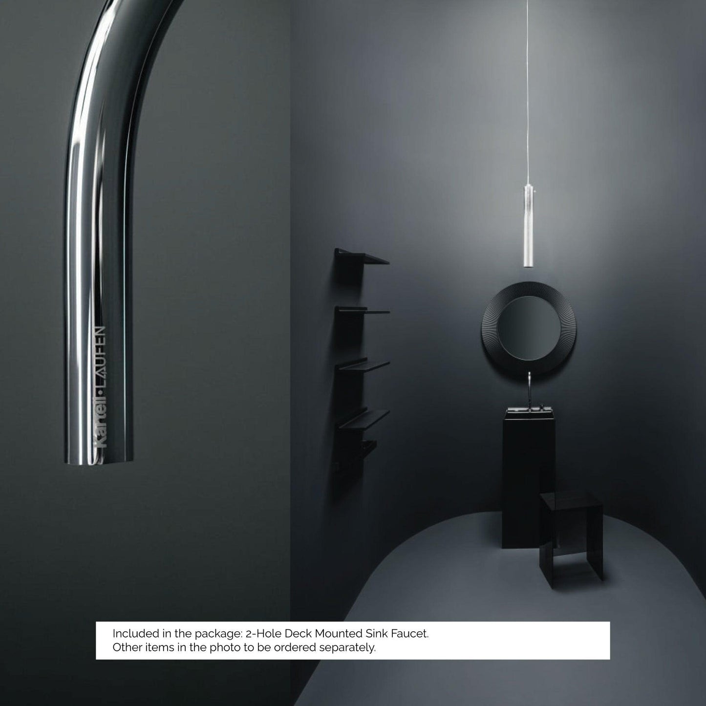 Laufen Kartell 12" 2-Hole Chrome Swivel-Spout Bathroom Sink Faucet With Pop-up Waste