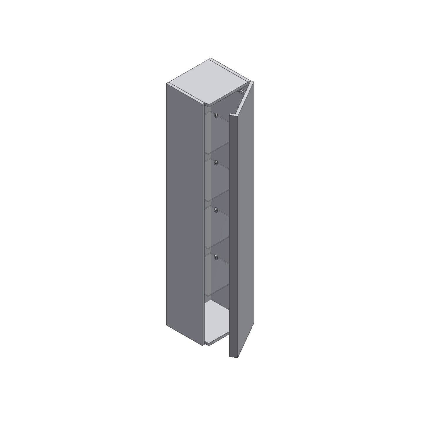 Laufen Kartell 14" x 65" 1-Door Right-Hinged White Wall-Mounted Tall Cabinet With 4 Fixed Glass Shelves