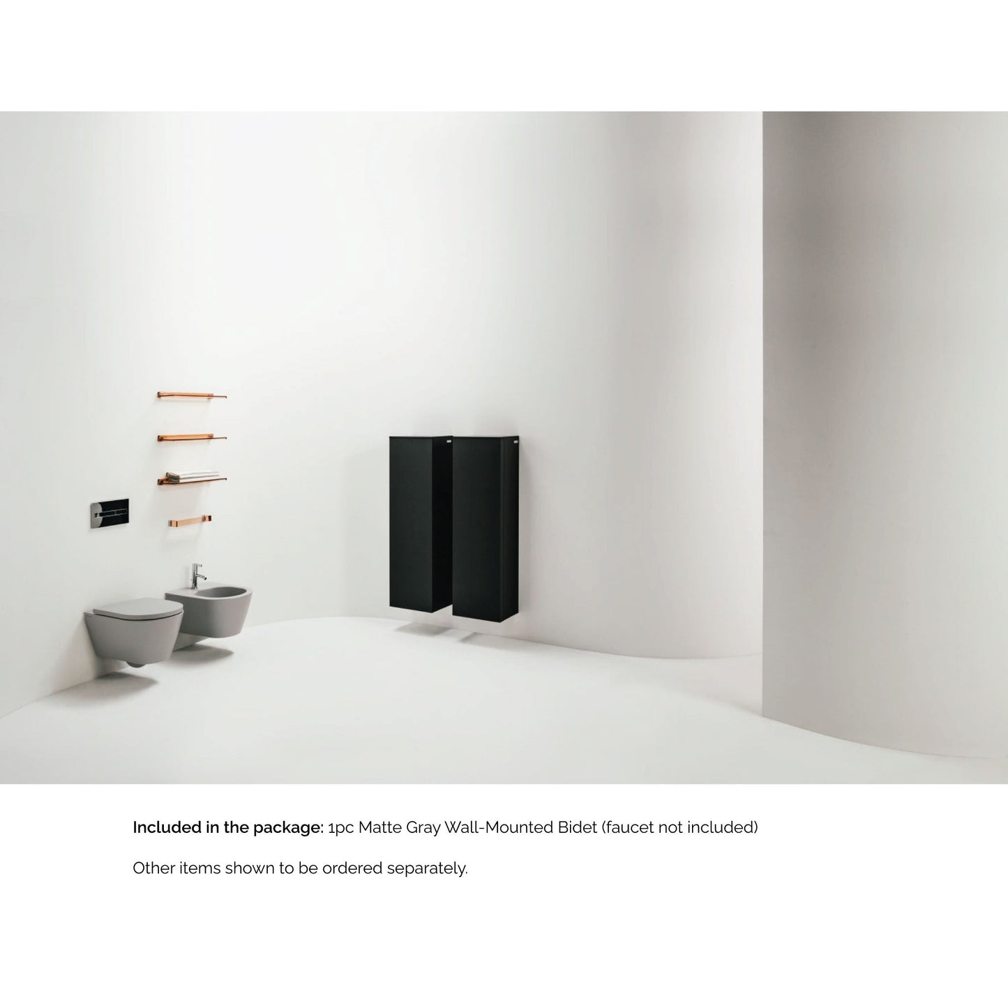 Laufen Kartell 15" x 11" Single-Hole Matte Gray Wall-Mounted Bidet