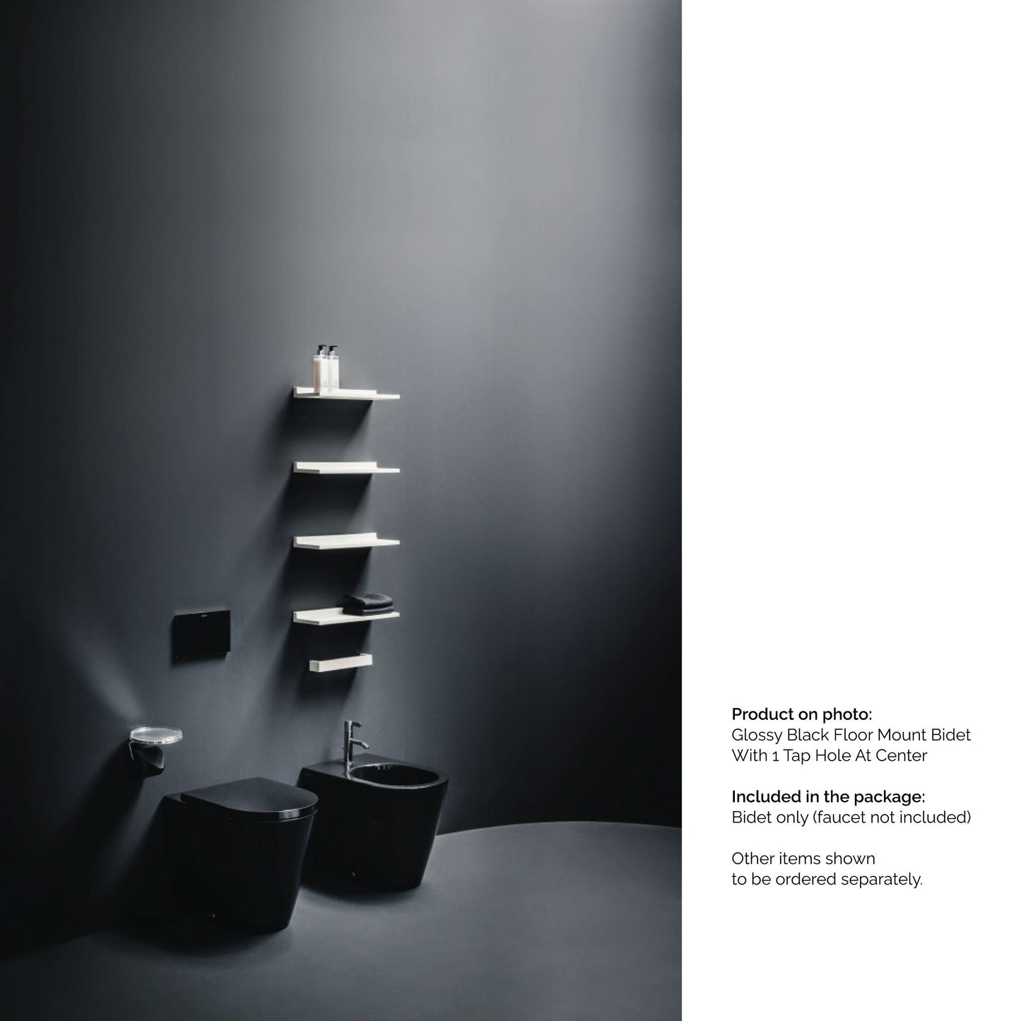 Laufen Kartell 15" x 16" Single-Hole Glossy Black Floor-Mounted Bidet