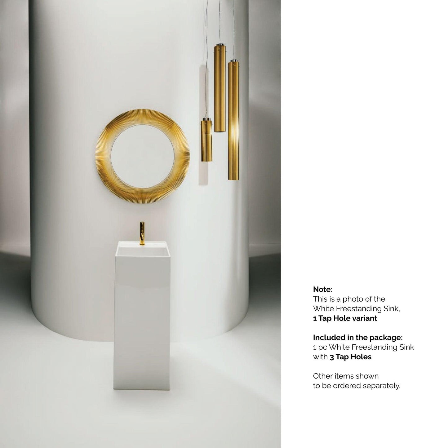 Laufen Kartell 15" x 17" x 35" White Freestanding Bathroom Sink With 3 Faucet Holes