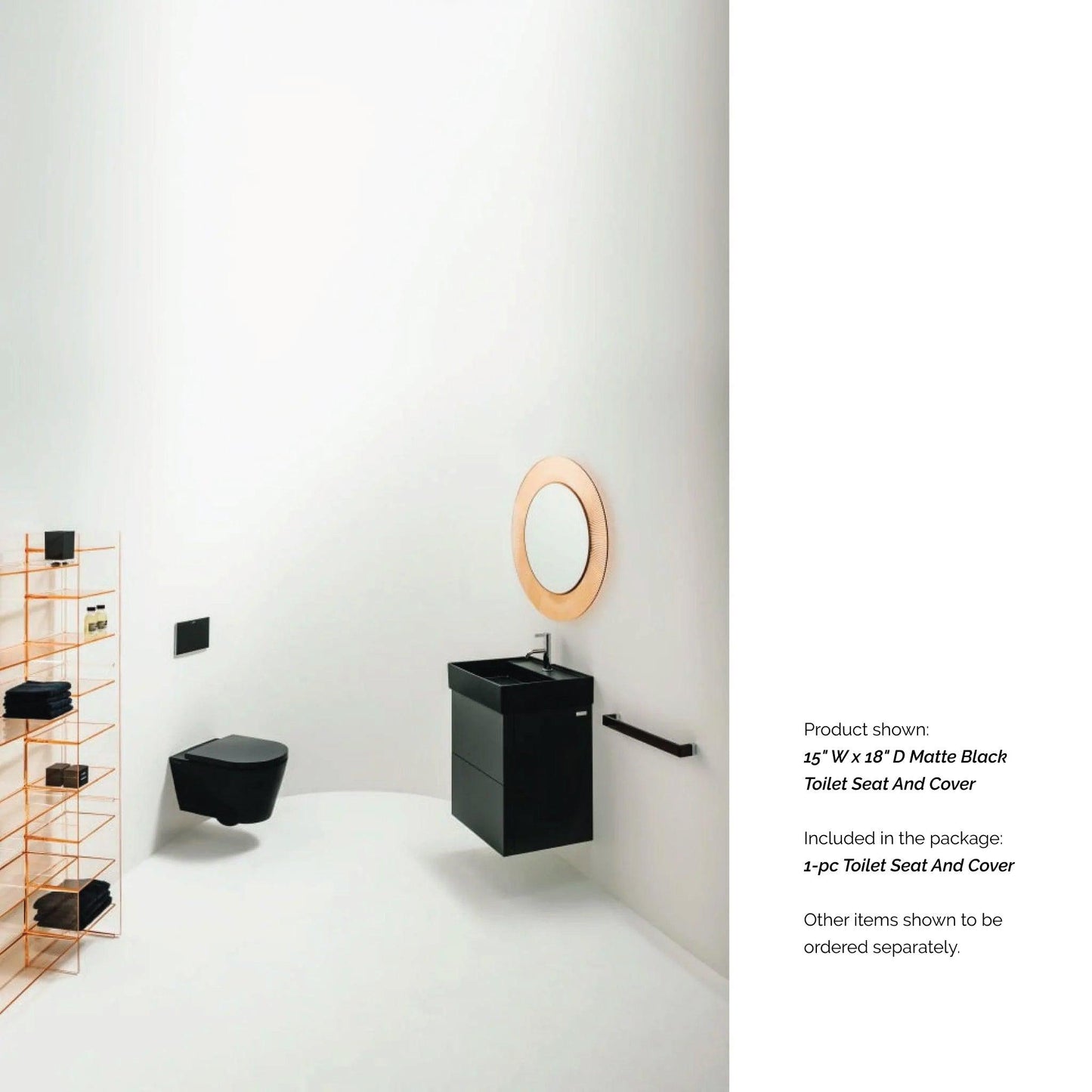 Laufen Kartell 15" x 18" Matte Black Toilet Seat and Cover With Soft-Close System