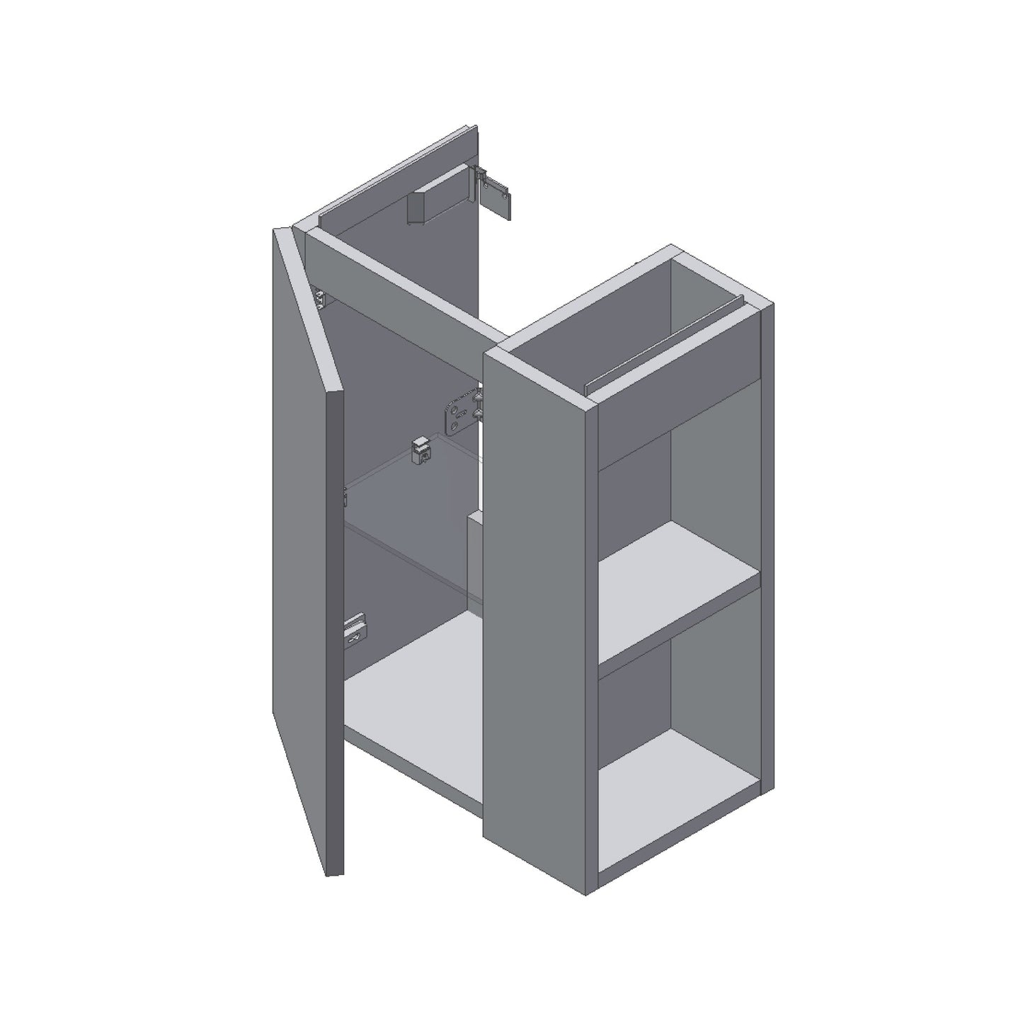 Laufen Kartell 17" 1-Door Left-Hinged Pebble Gray Wall-Mounted Vanity With 2-Tier Open Shelves