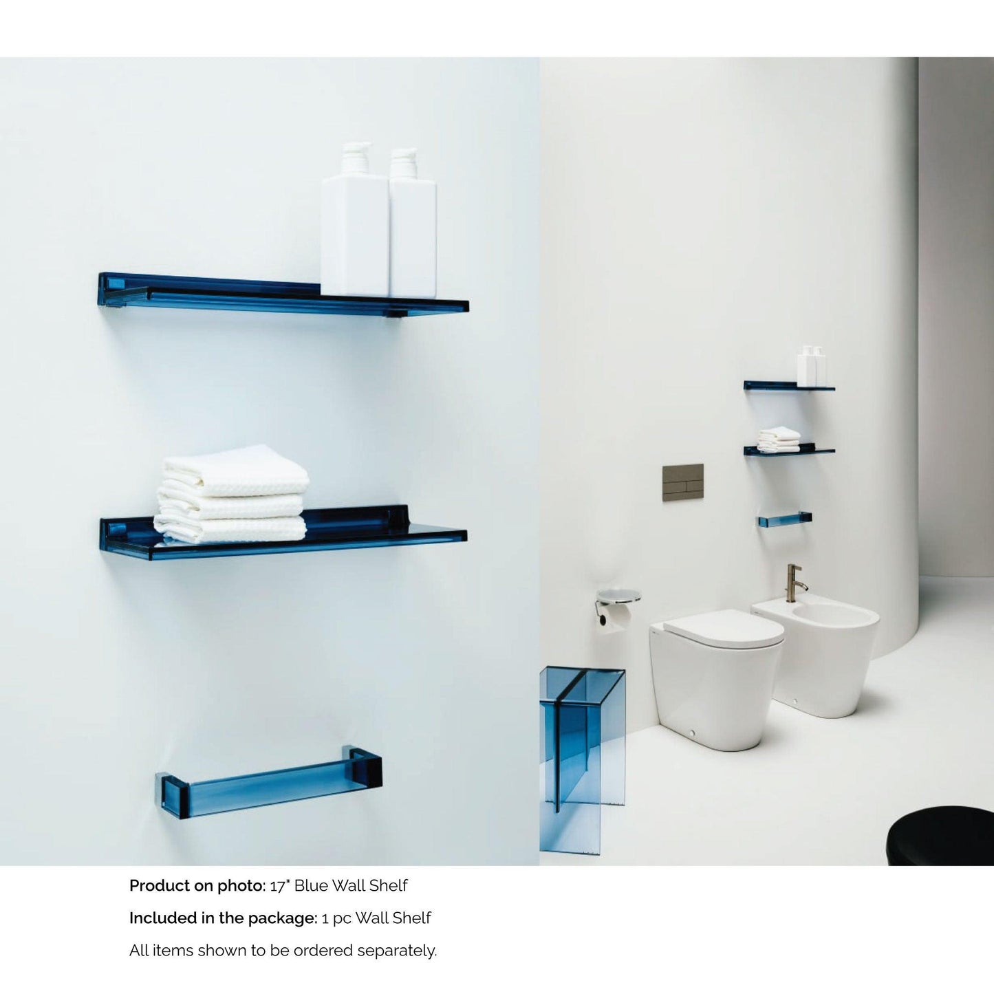 Laufen Kartell 18" Blue Acrylic Wall Shelf