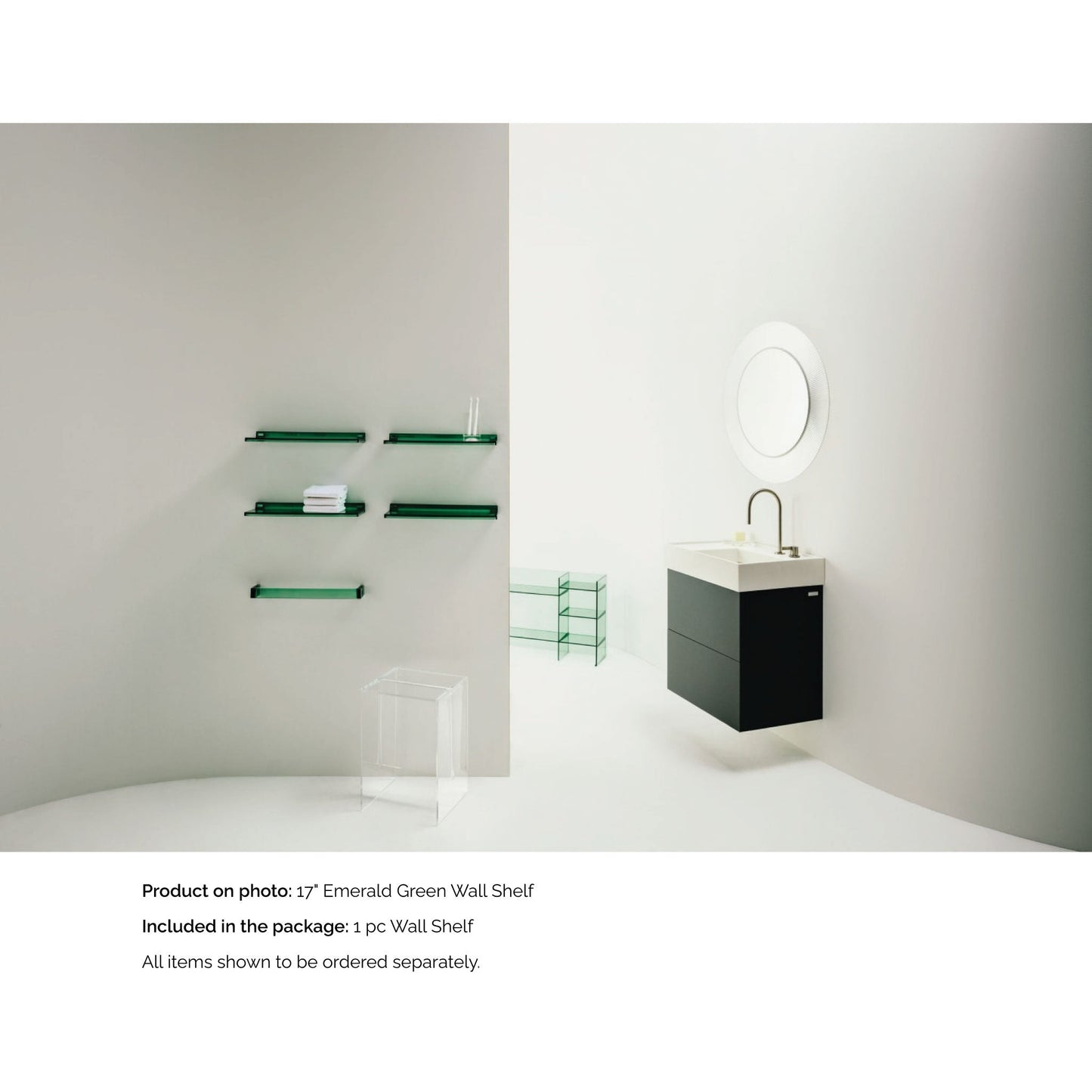 Laufen Kartell 18" Emerald Green Acrylic Wall Shelf