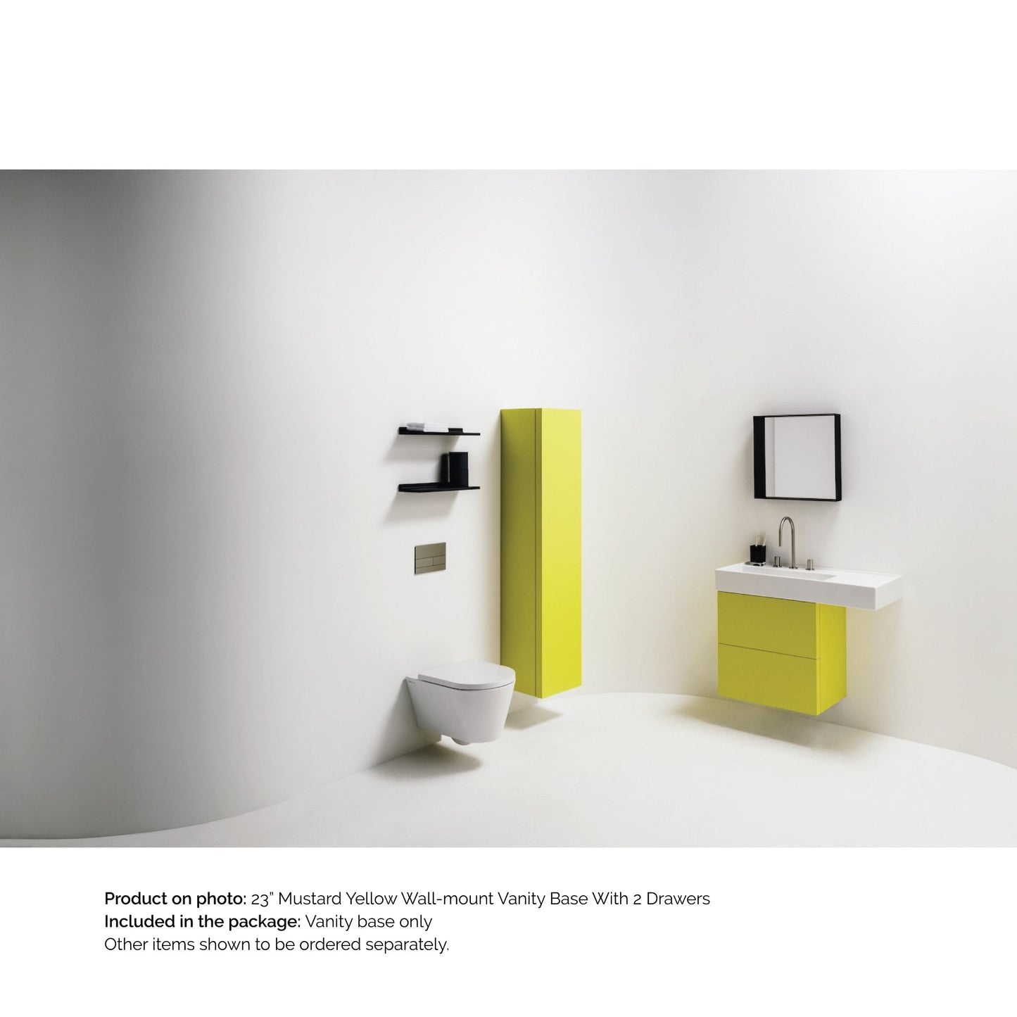 Laufen Kartell 23" 2-Drawer Mustard Yellow Wall-Mounted Vanity With Drawer Organizer for Kartell Bathroom Sink Model: H810333