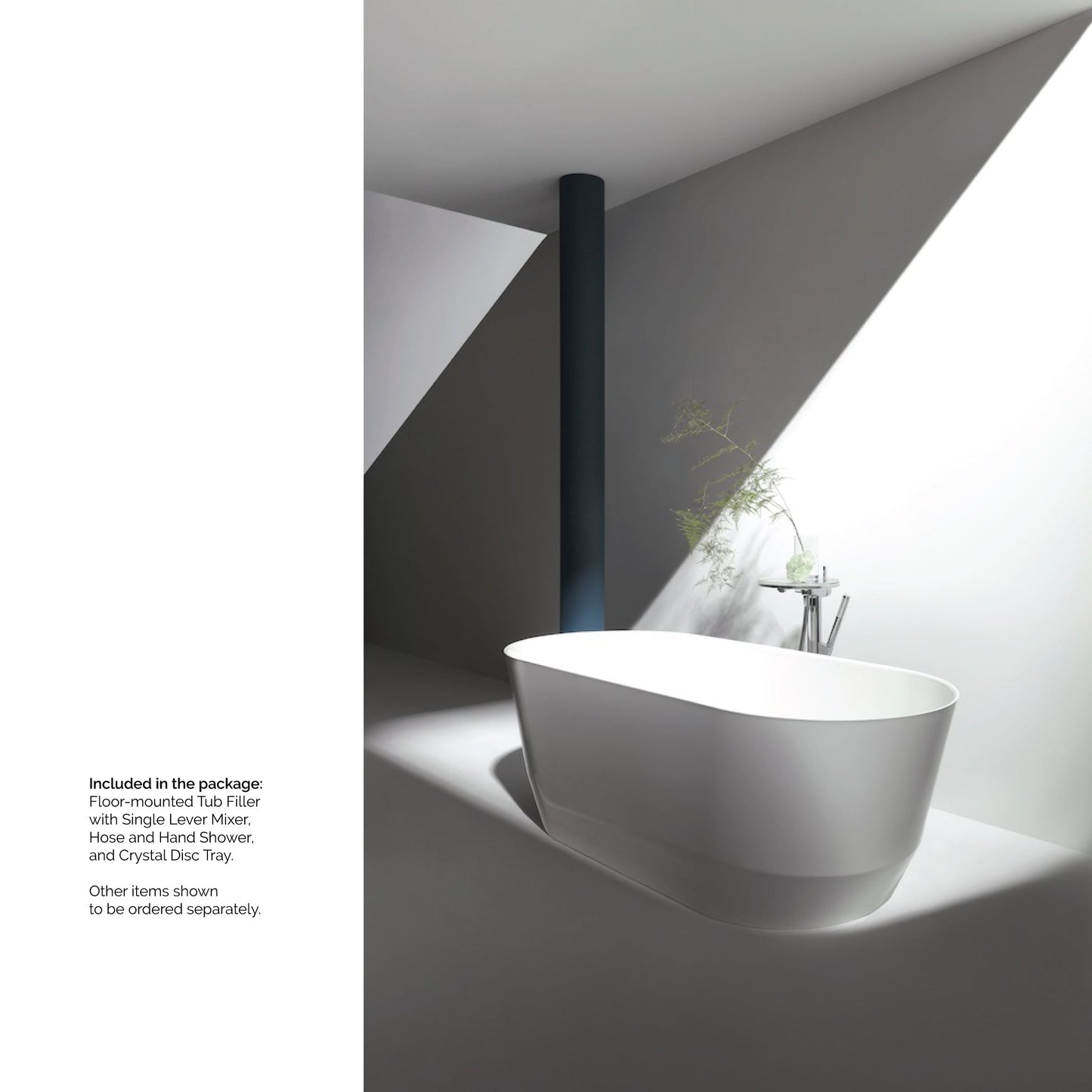 Laufen Kartell 31" Chrome Fixed-Spout Floor-Mounted Bathtub Faucet With Hand Shower