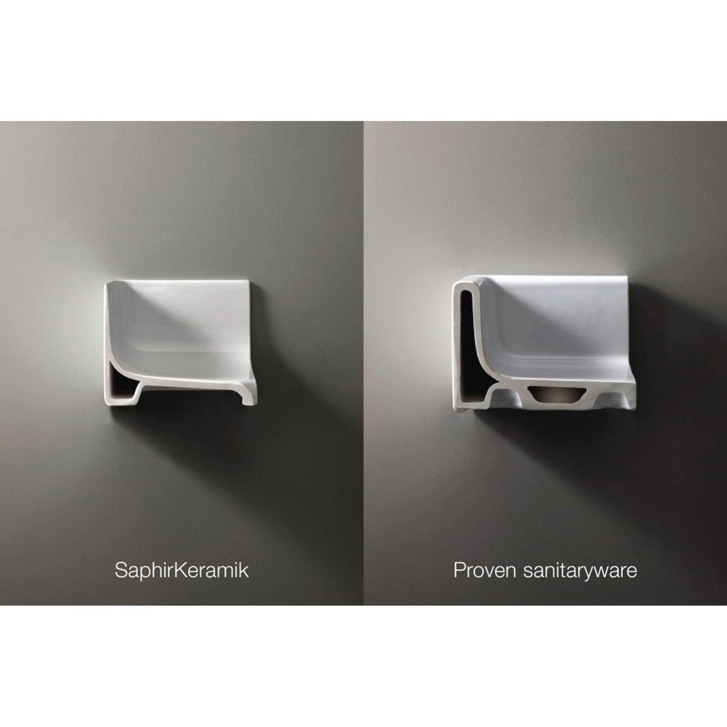 Laufen Kartell 47" x 18" Matte Graphite Wall-Mounted Shelf-Right Bathroom Sink With 3 Faucet Holes