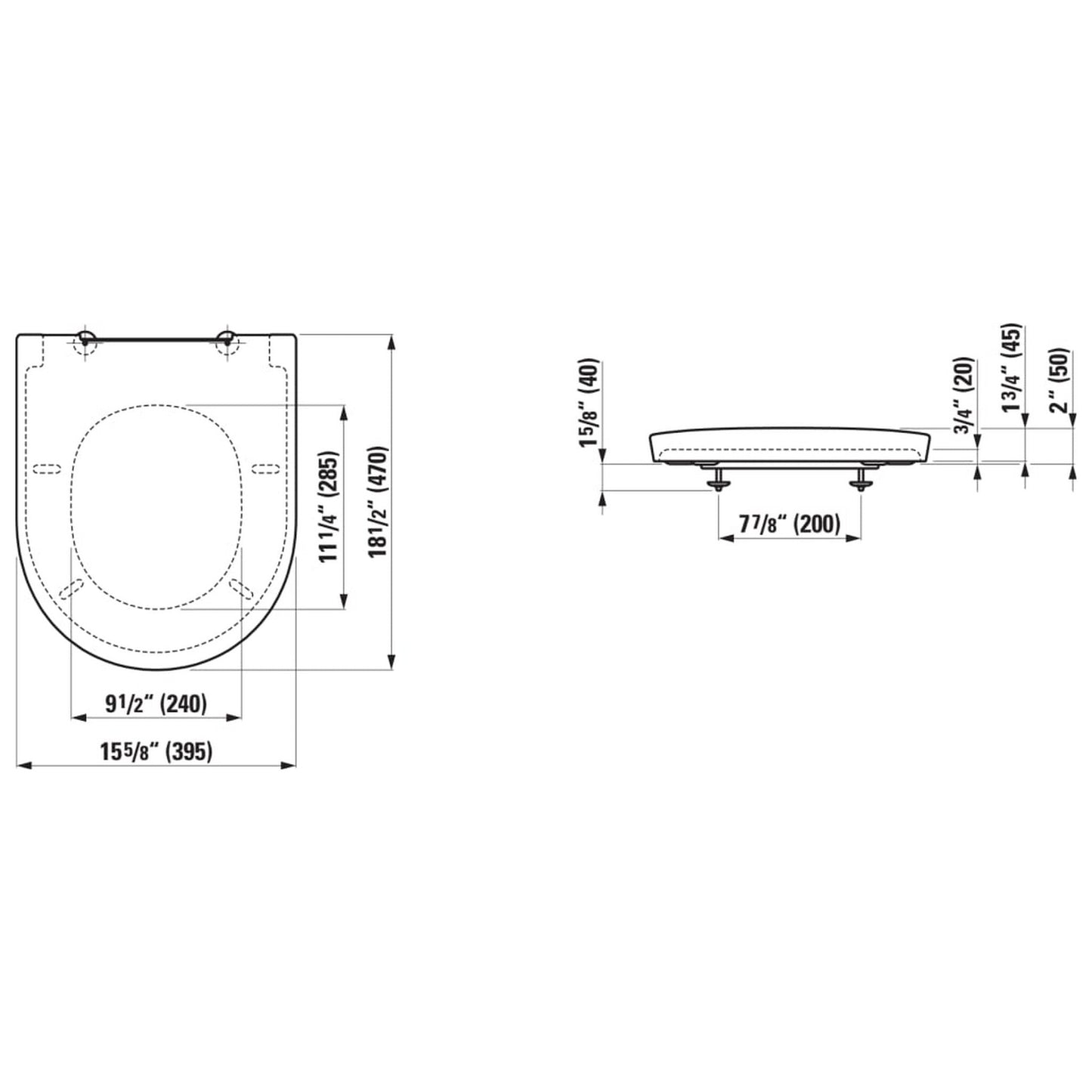 Laufen New Classic 16" x 19" Matte White Removable Toilet Seat and Cover With Lowering System