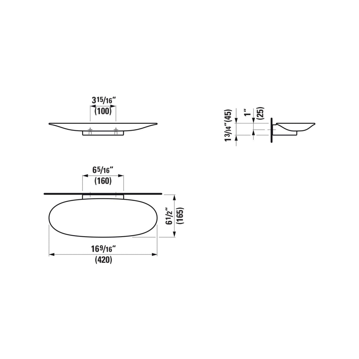 Laufen New Classic 17" Oval Matte White Ceramic Wall Shelf