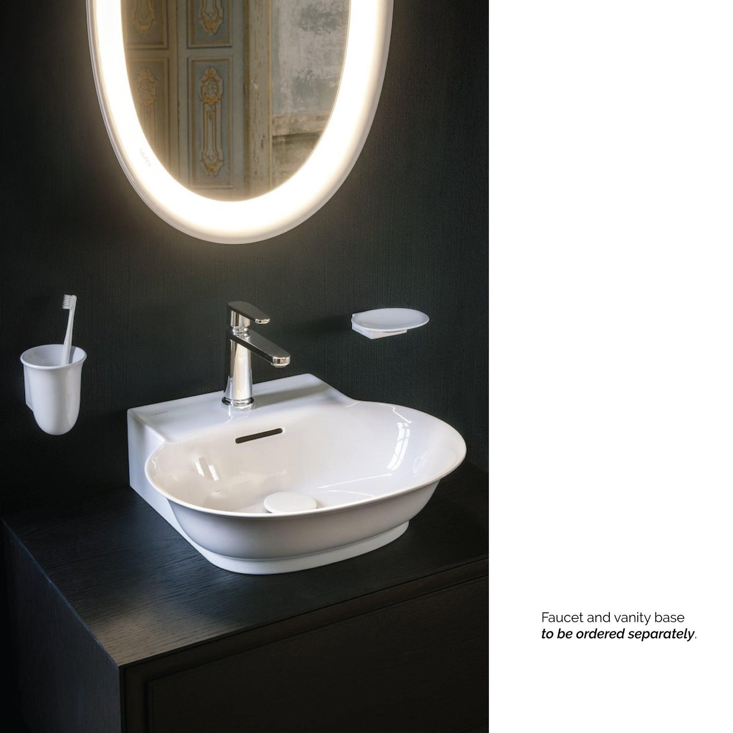Laufen New Classic 20" x 18" White Ceramic Countertop Bathroom Sink With Faucet Hole