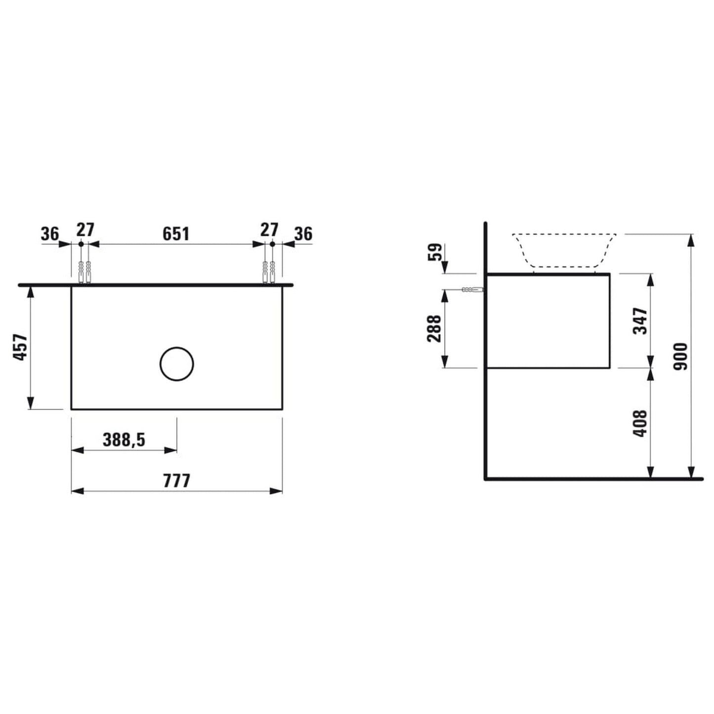 Laufen New Classic 31" 1-Drawer Traffic Gray Wall-Mounted Vanity With Center Sink Cut-out