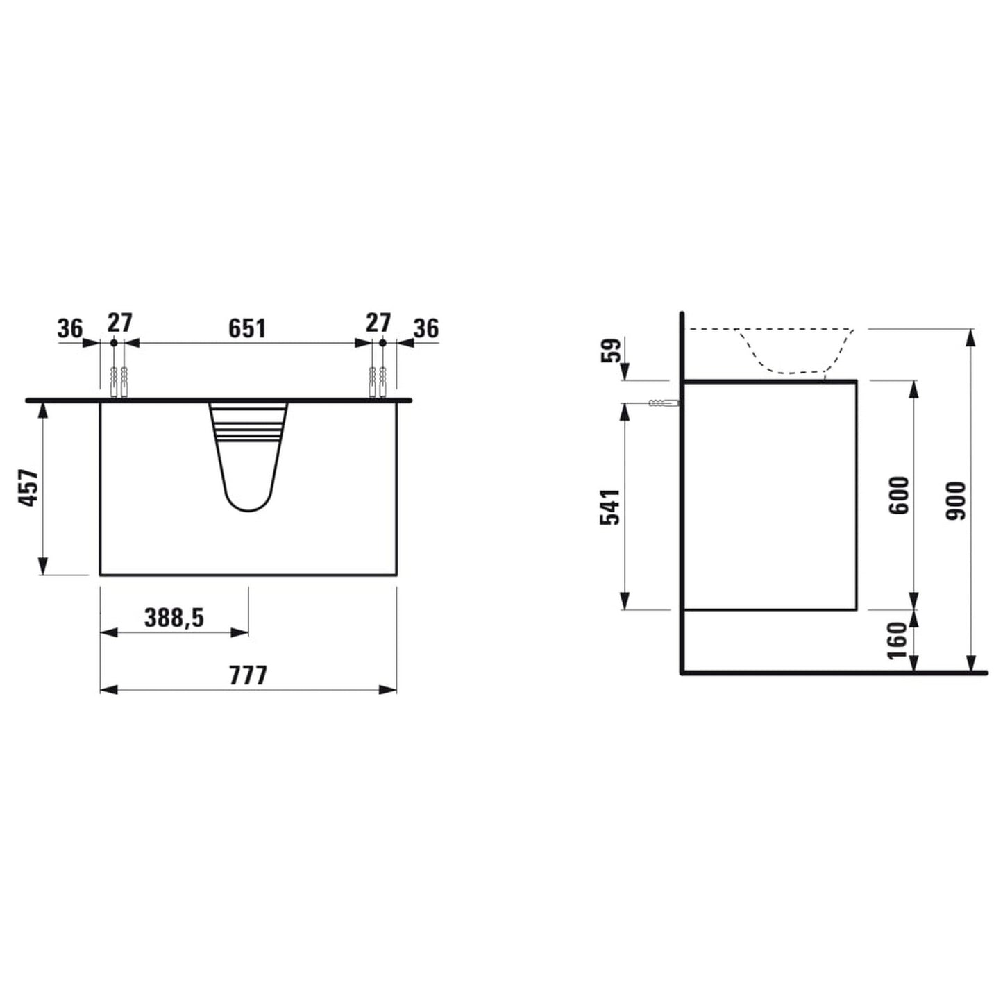 Laufen New Classic 31" 2-Drawer Blacked Oak Wall-Mounted Vanity for New Classic Bathroom Sink Model: H816852
