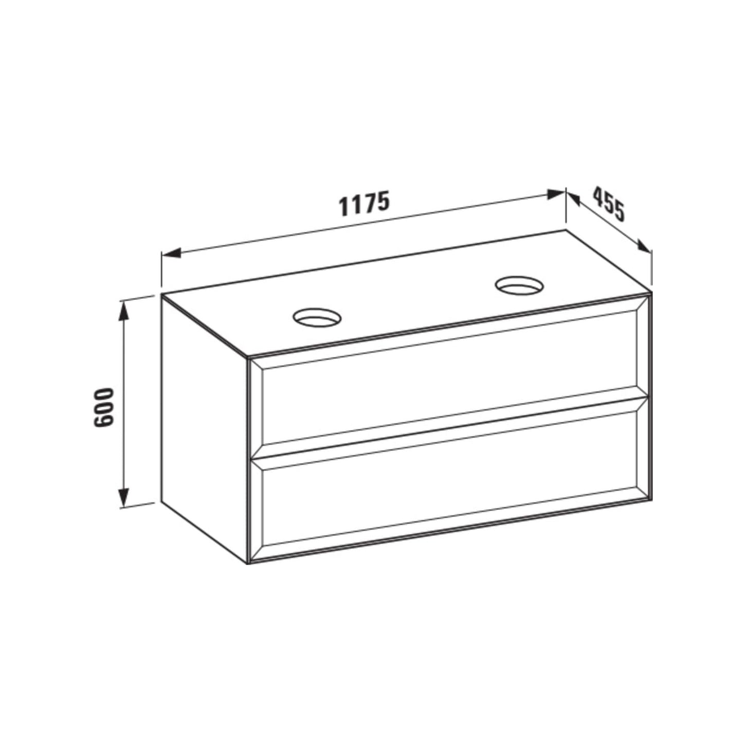 Laufen New Classic 46" 2-Drawer Traffic Gray Wall-Mounted Double Vanity