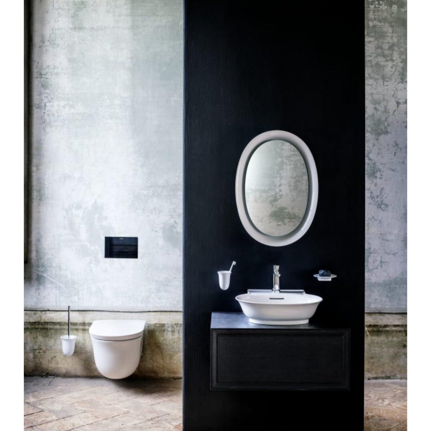 Laufen New Classic 5" x 6" Matte White Ceramic Wall-Mounted Toilet Brush Holder