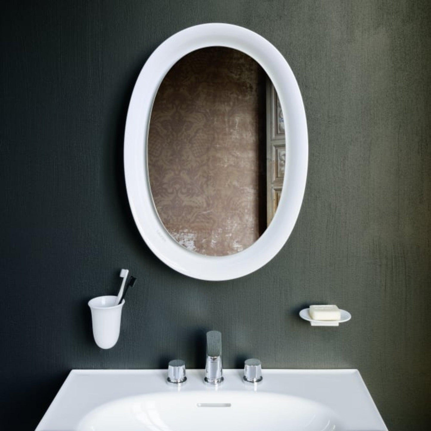 Laufen New Classic 6" Oval White Ceramic Wall-Mounted Soap Dish