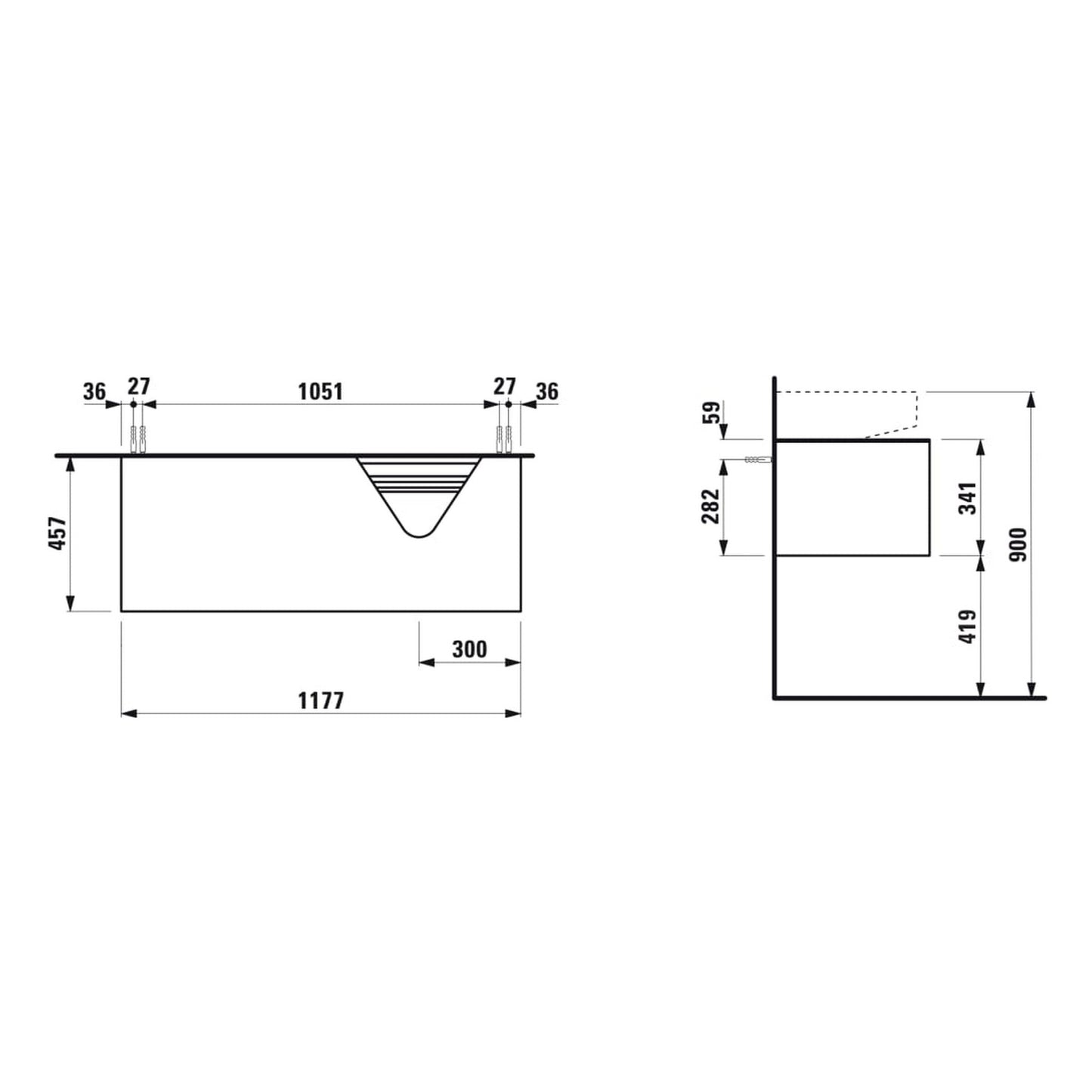 Laufen Sonar 46" 1-Drawer Gold Wall-Mounted Vanity With Nero Marquina Marble Top, Sink Cut-out on the Right