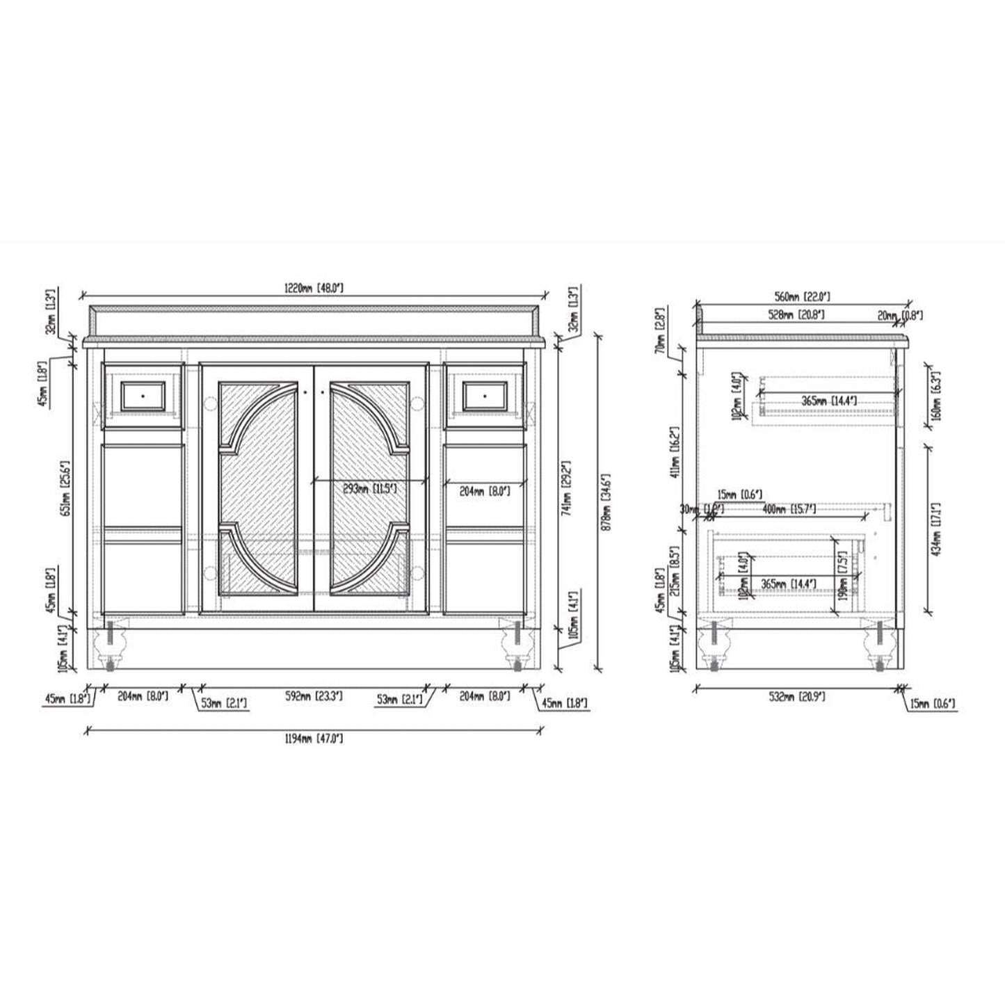 Laviva Odyssey 48" Freestanding Vanity Base in White Finish