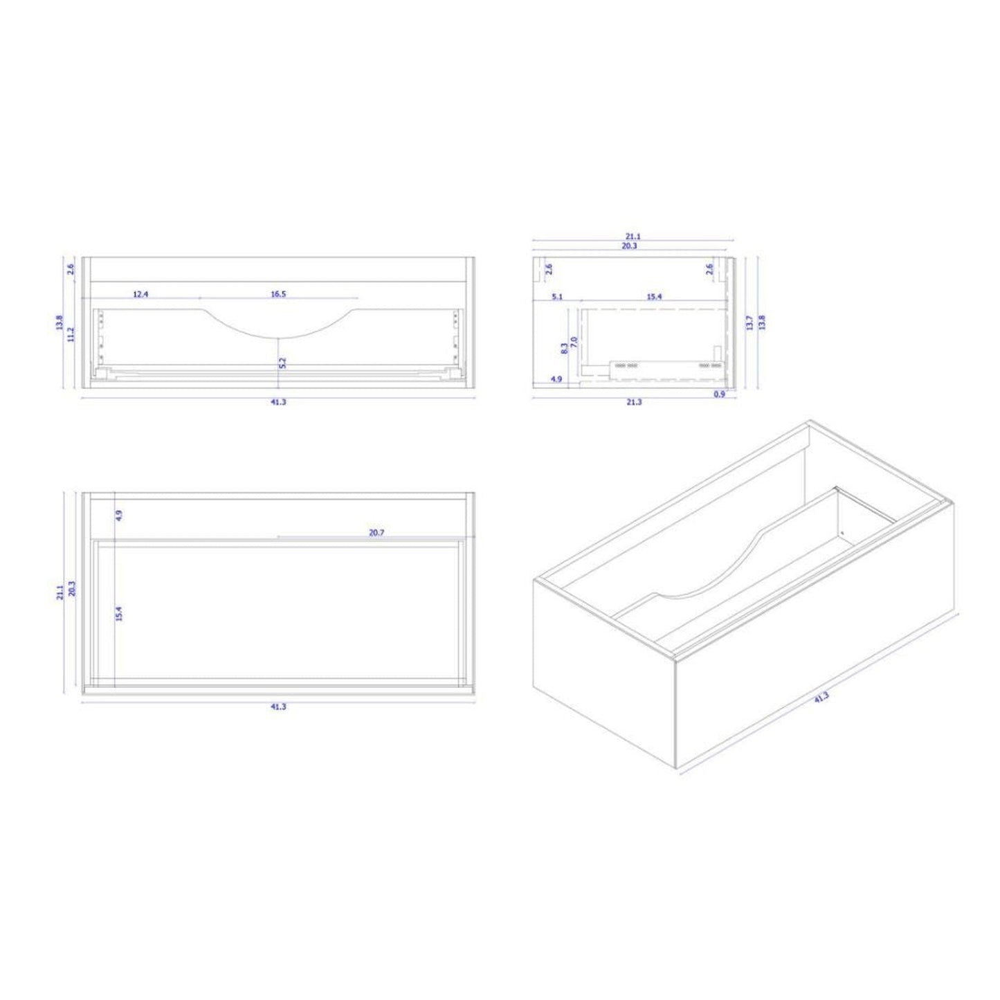 Laviva Vitri 42" Cloud White Vanity Base and Matte White Solid Surface Countertop With Integrated Sink