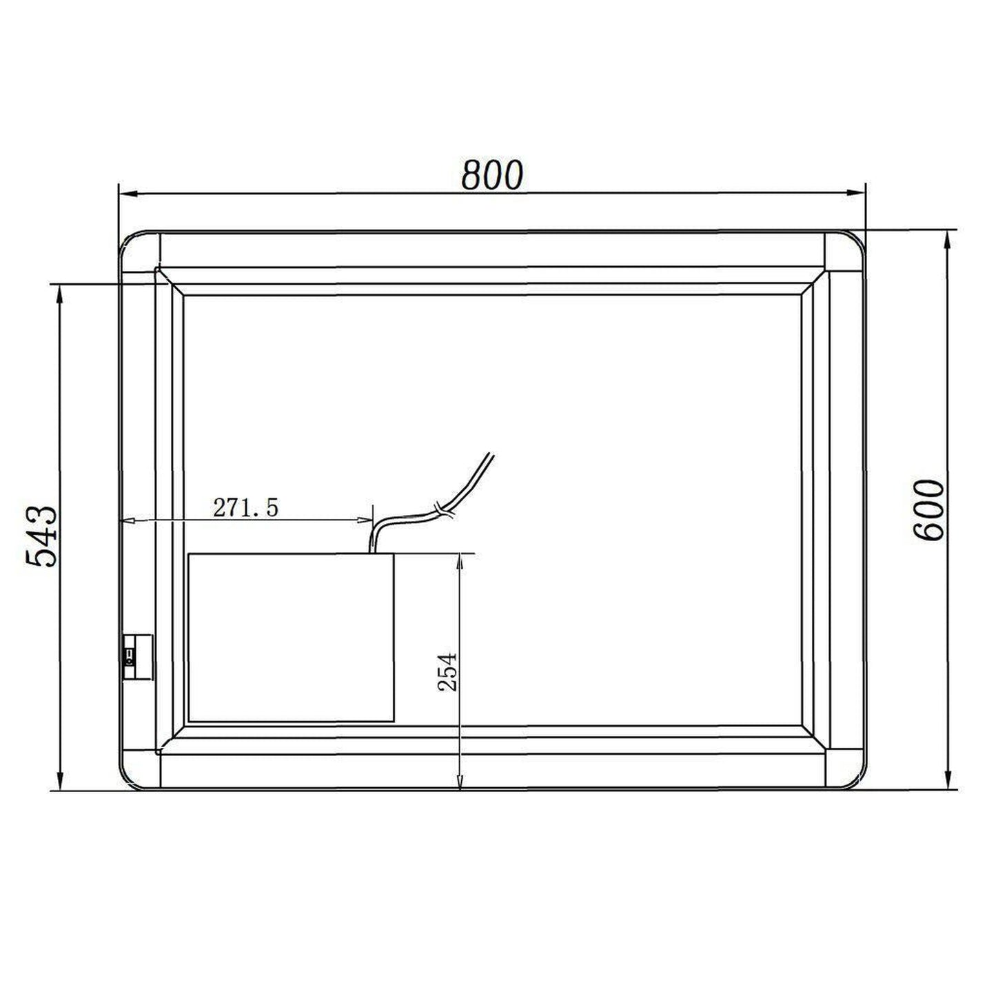 Lighted Impressions Blazer 32" x 24" Rectangular Frameless Wall-Mounted LED Mirror With 3-Section Rocker Switch